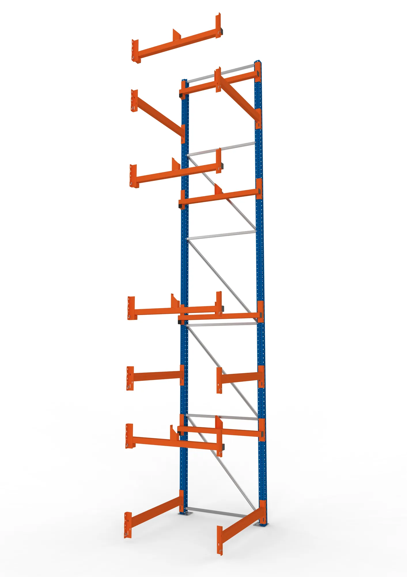META MULTIPAL, Kabeltrommelregal, Anbauregal, 5500 x 1100 x 1100 mm, Feldlast 5500 kg, 2 Ebenen, Typ 1, RAL 5010 – Seitenansicht