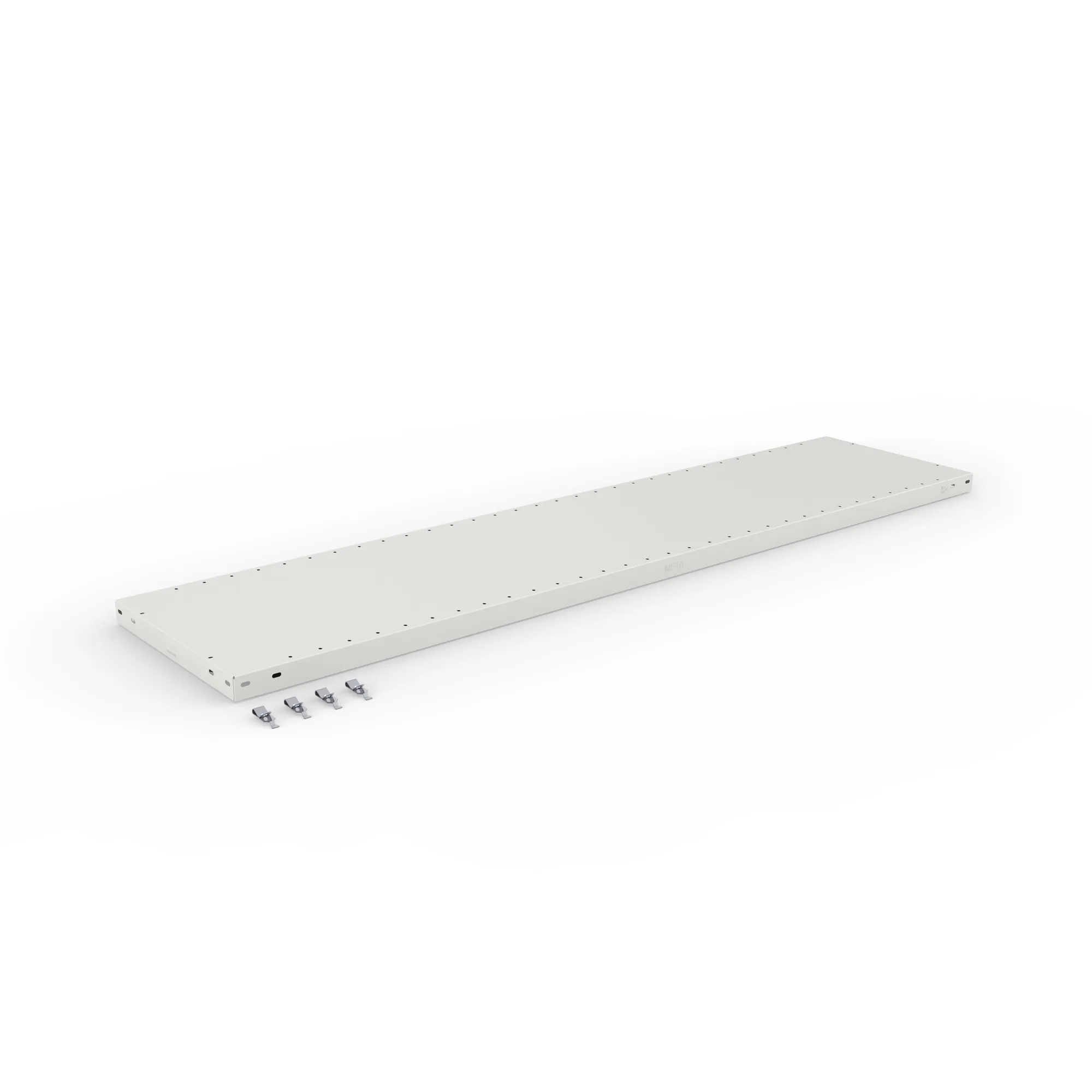 META CLIP, Zusatz-Fachboden, 1700 x 400 mm, 200 kg, RAL 7035 – Ansicht in Blickhöhe