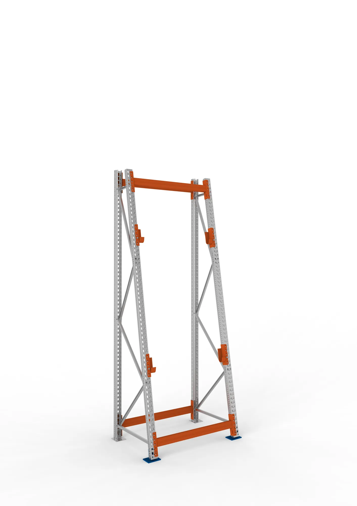 META MULTIPAL, Kabeltrommelregal, Grundregal, 3300 x 1100 x 900 mm, Feldlast 1500 kg, 2 Ebenen, Typ 3/A-Ständer, verzinkt – Ansicht in Blickhöhe