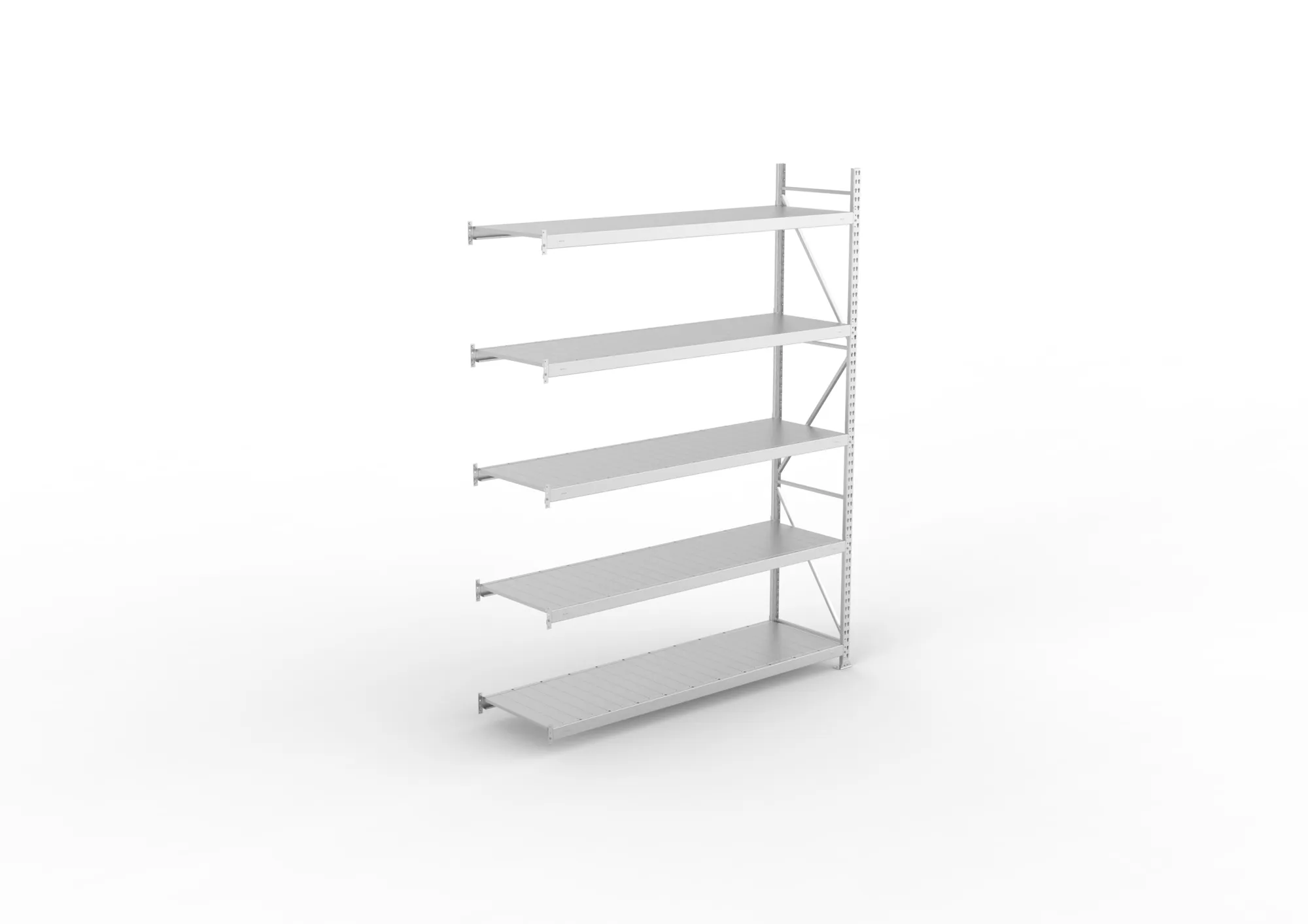 META MINI-RACK, Weitspannregal, Anbauregal, 3000 x 2200 x 650 mm, Fachlast 600 kg, Stahlpaneelböden, 5 Ebenen – Ansicht von oben