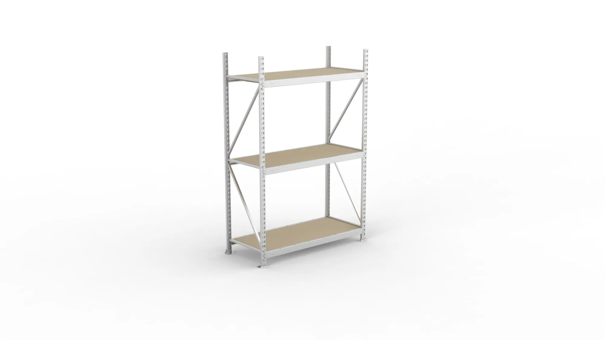 META MINI-RACK, Weitspannregal, Grundregal, 2200 x 1400 x 650 mm, Fachlast 600 kg, Spanplattenböden, 3 Ebenen – Ansicht von oben