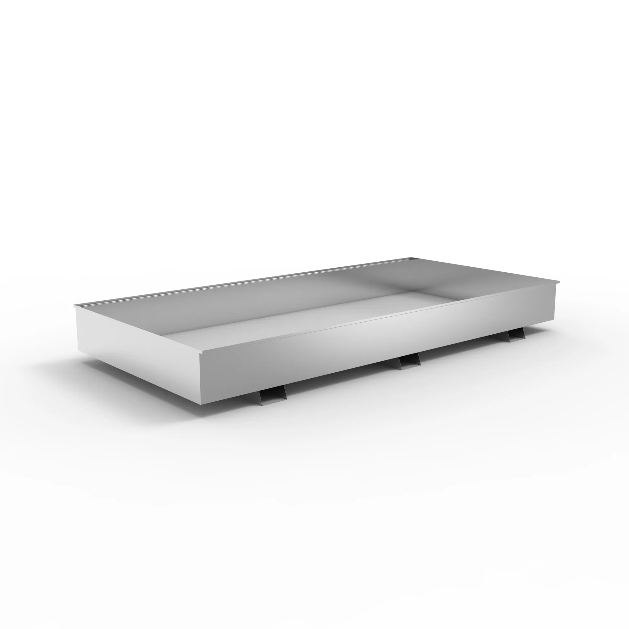 META MULTIPAL, Regalwanne, 2700 x 1100 mm, 660 Liter, Ü-Zeichen, feuerverzinkt – Ansicht in Blickhöhe