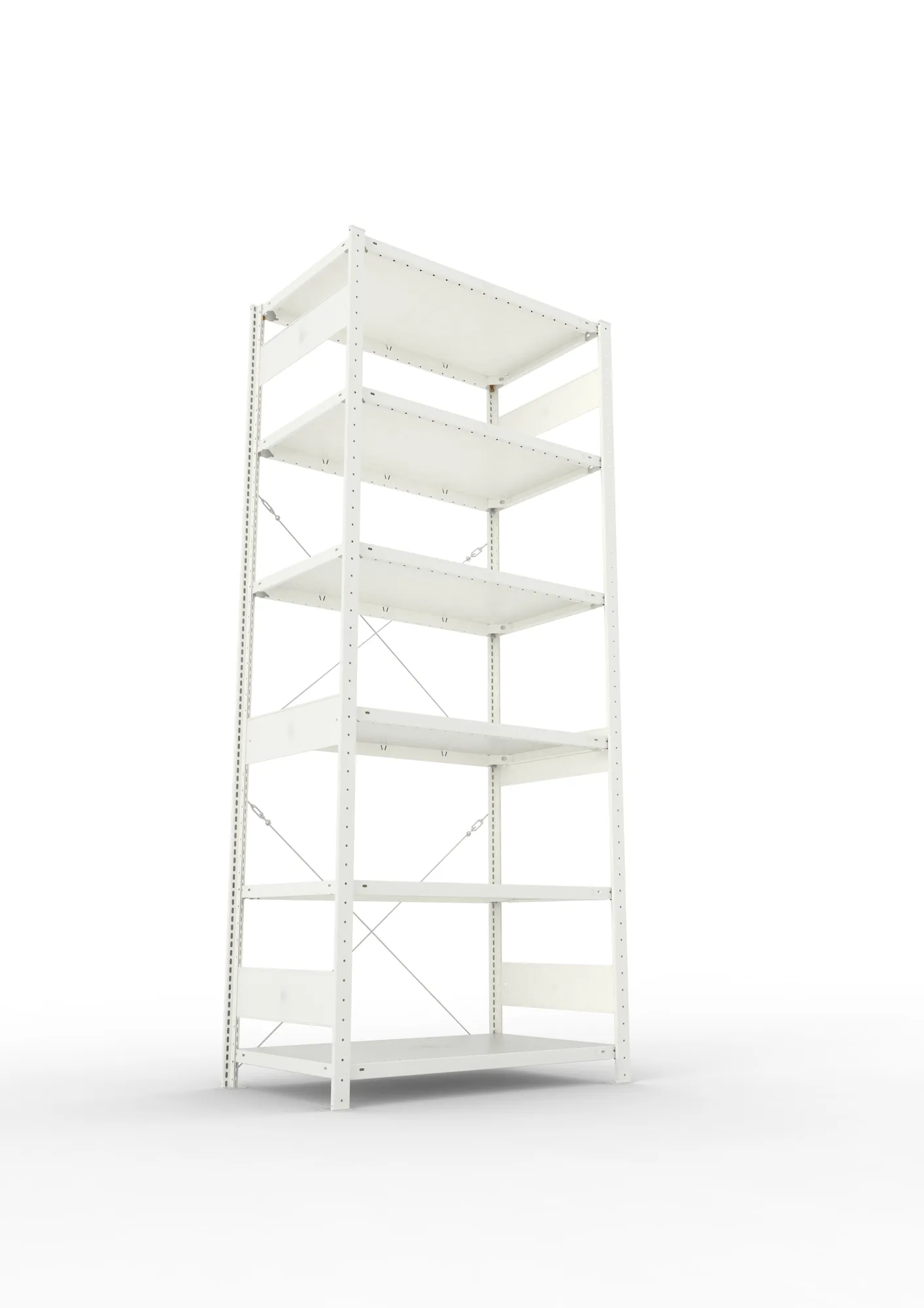 META CLIP, Fachbodenregal, Grundregal, 2500 x 1000 x 600 mm, Fachlast 150 kg, 6 Ebenen, RAL 7035 – Ansicht von unten