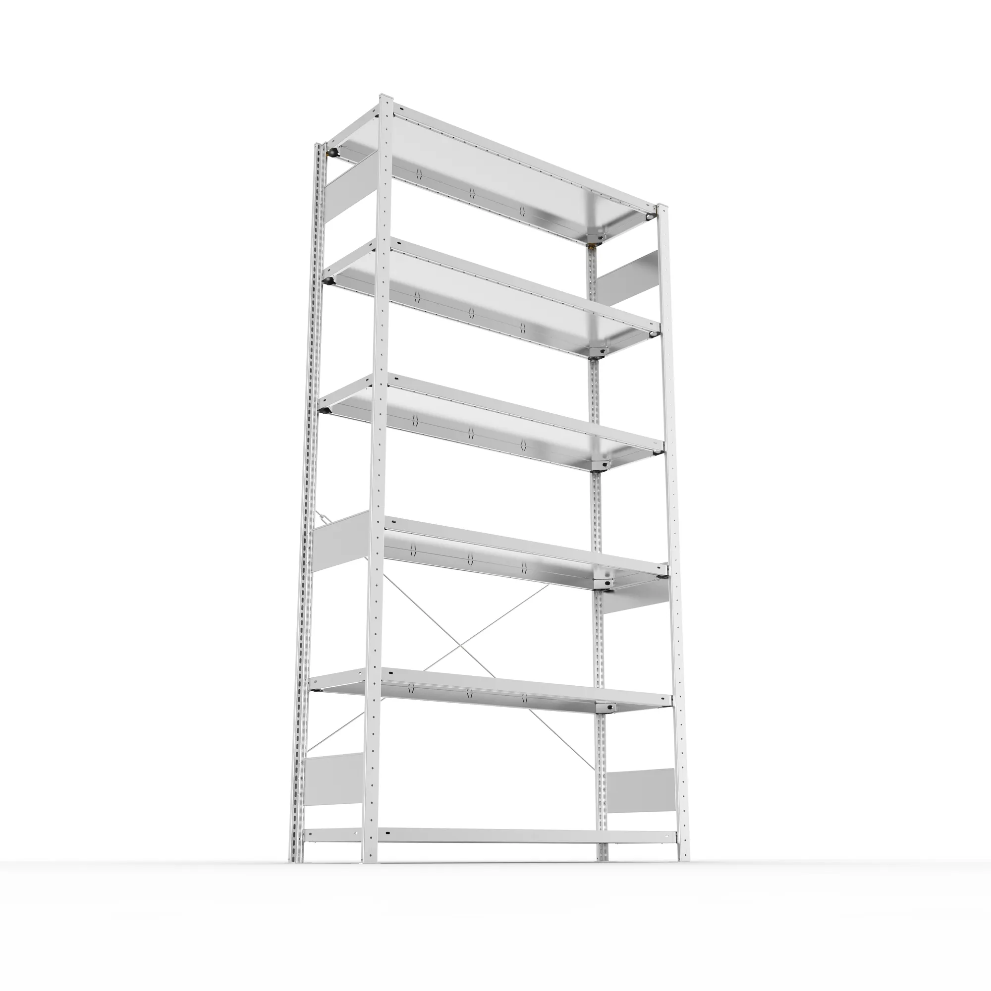 META CLIP S3, Fachbodenregal, Grundregal, 2500 x 1300 x 400 mm, Fachlast 230 kg, 6 Ebenen, verzinkt – Ansicht von unten