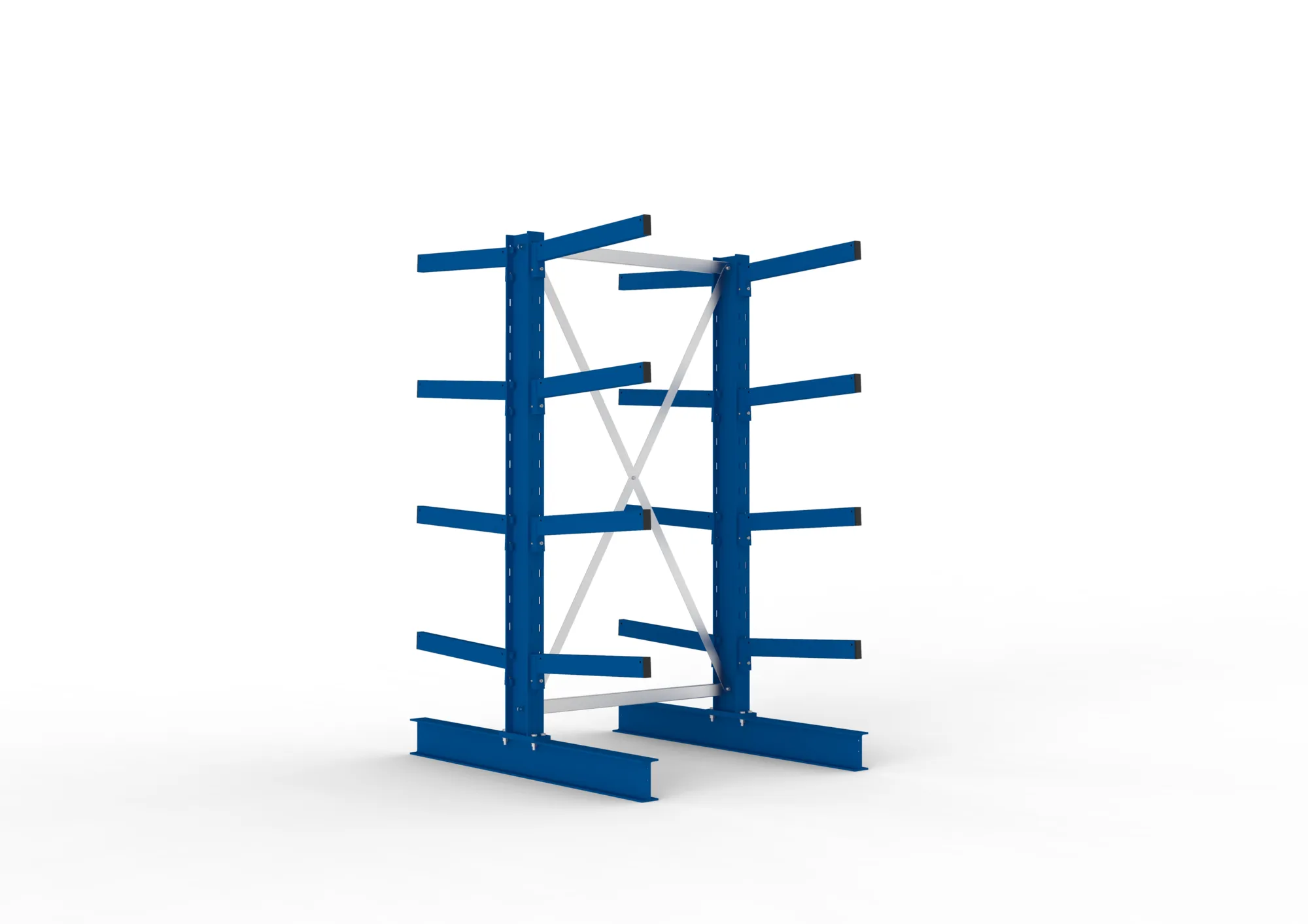 META MULTISTRONG M, Kragarmregal, Grundregal, 2000 x 1000 x 600 mm, Armlast 355 kg, doppelseitig, 4+1 Ebenen – Ansicht in Blickhöhe