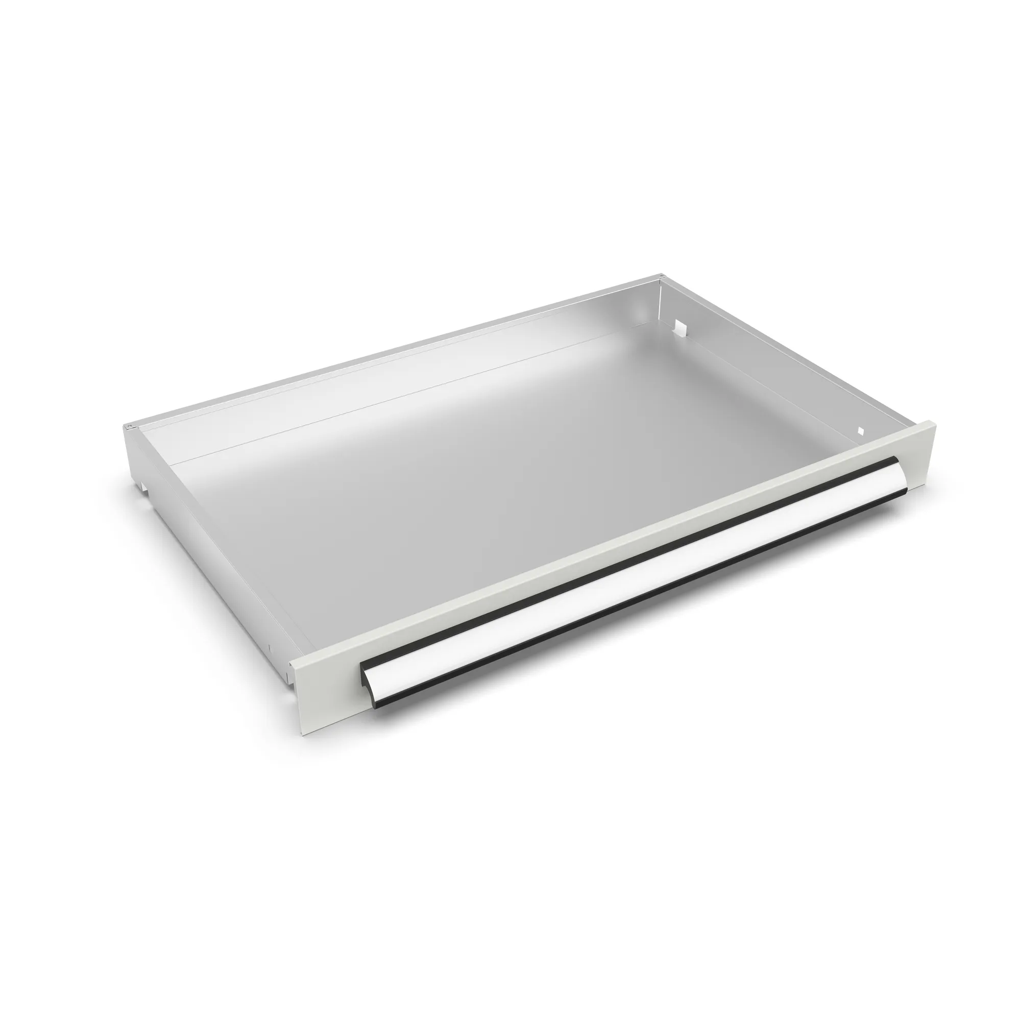 META CLIP, Schublade basic, 100 x 600 mm, RAL 7035 – Ansicht in Blickhöhe