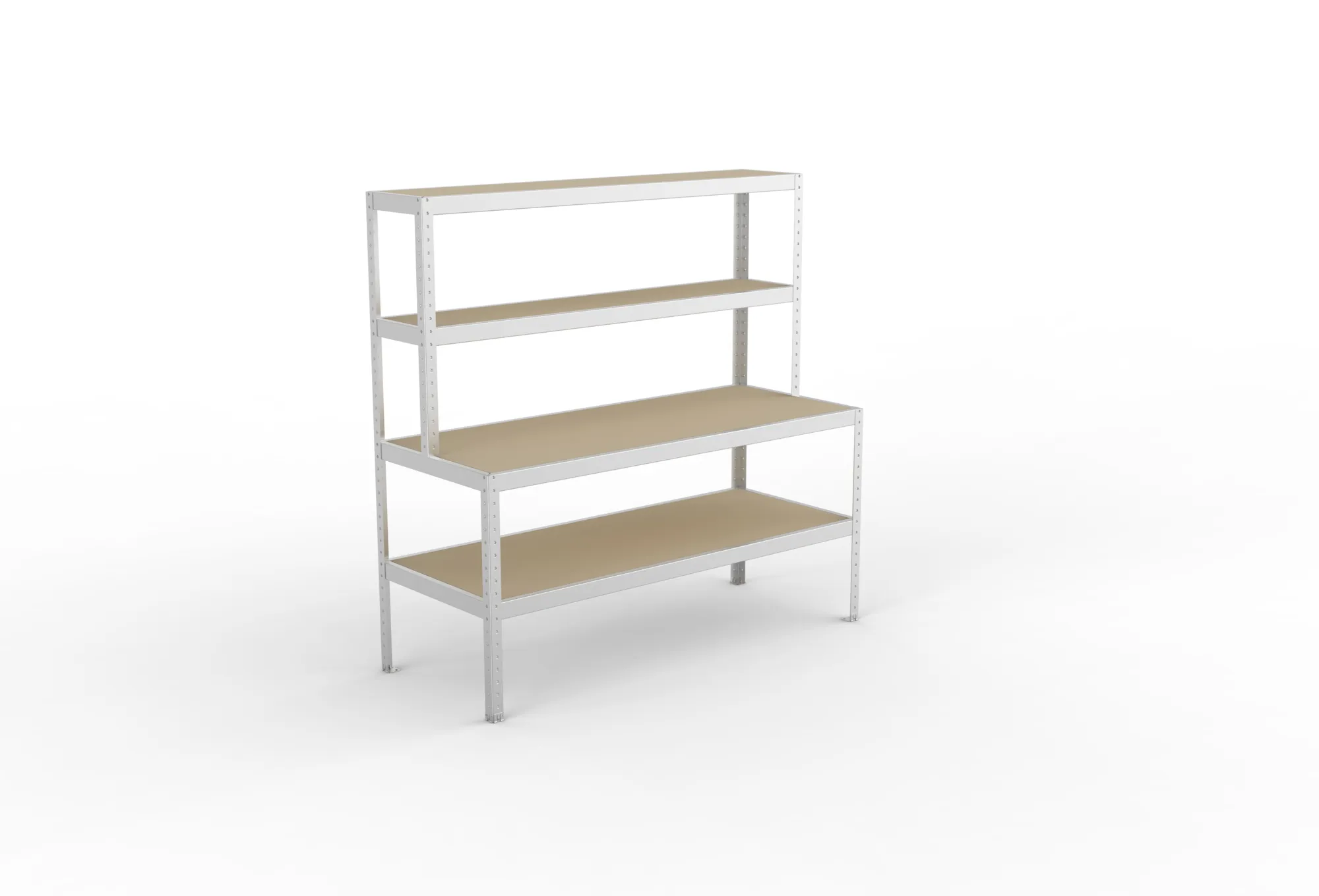 META SPEED-RACK, Packtisch, 1970 x 2000 x 800 mm, 4 Ebenen, verzinkt – Ansicht von oben