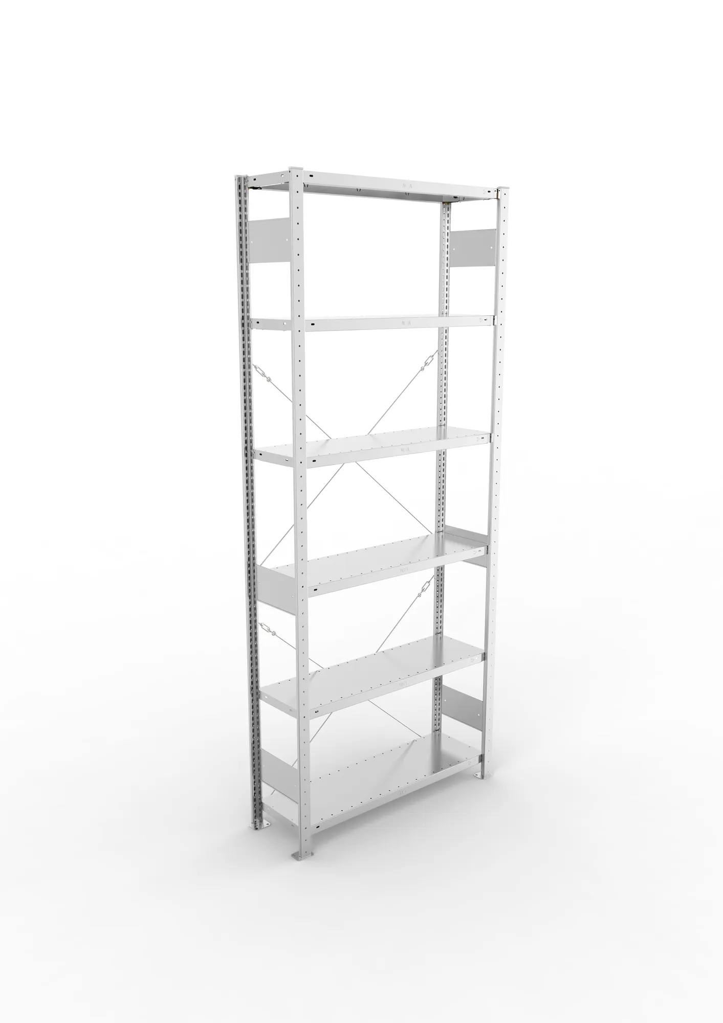 META CLIP, Fachbodenregal, Grundregal, 2500 x 1000 x 300 mm, Fachlast 150 kg, 6 Ebenen, verzinkt – Ansicht von oben