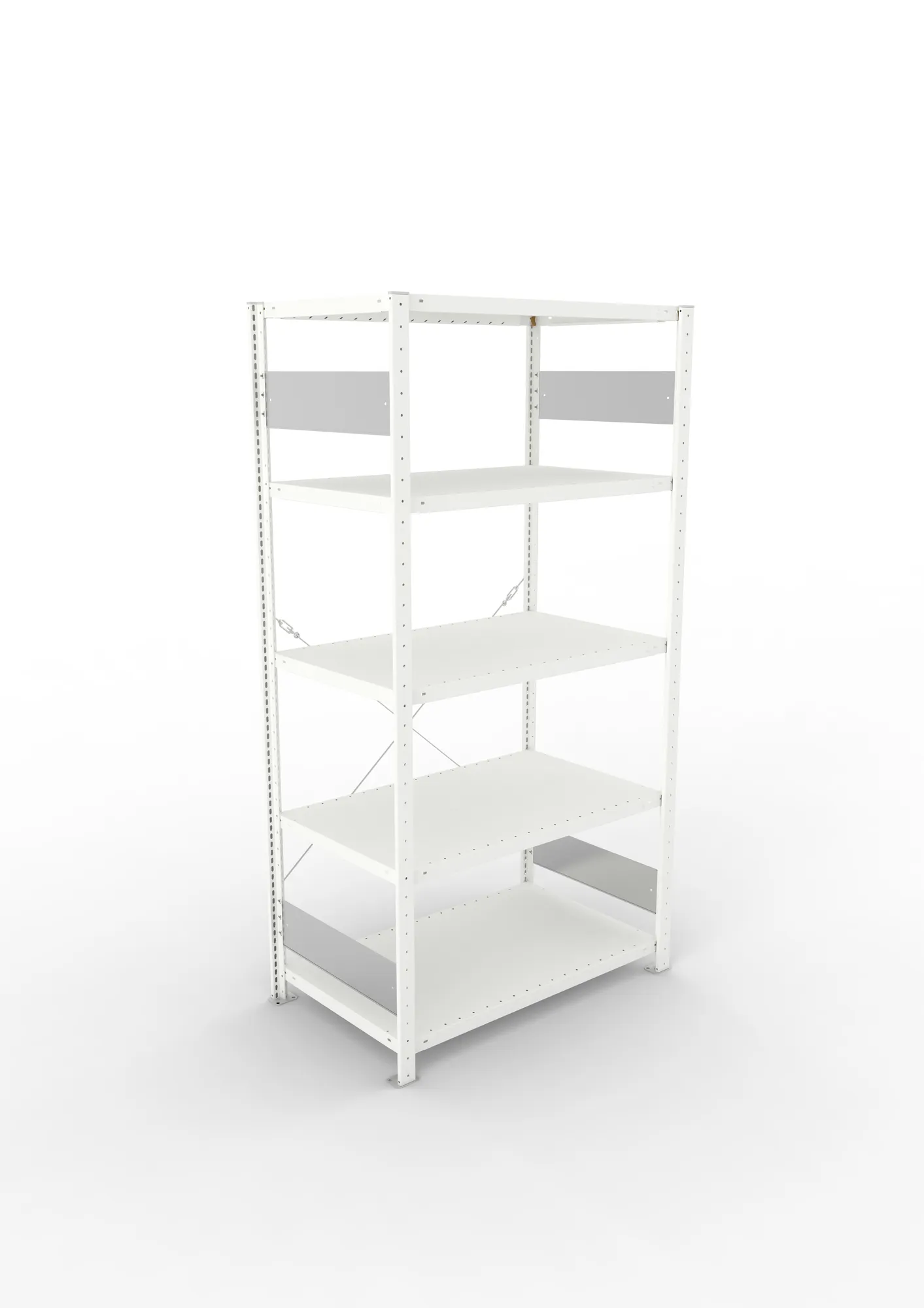 META CLIP S3, Fachbodenregal, Grundregal, 2000 x 1000 x 600 mm, Fachlast 230 kg, 5 Ebenen, RAL 7035 – Ansicht von oben