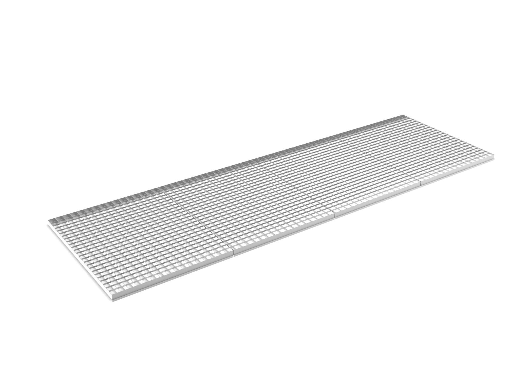 META MULTIPAL, Gitterrostboden aufgelegt, 3600 x 1100 mm, 850 kg/m², feuerverzinkt – Ansicht in Blickhöhe