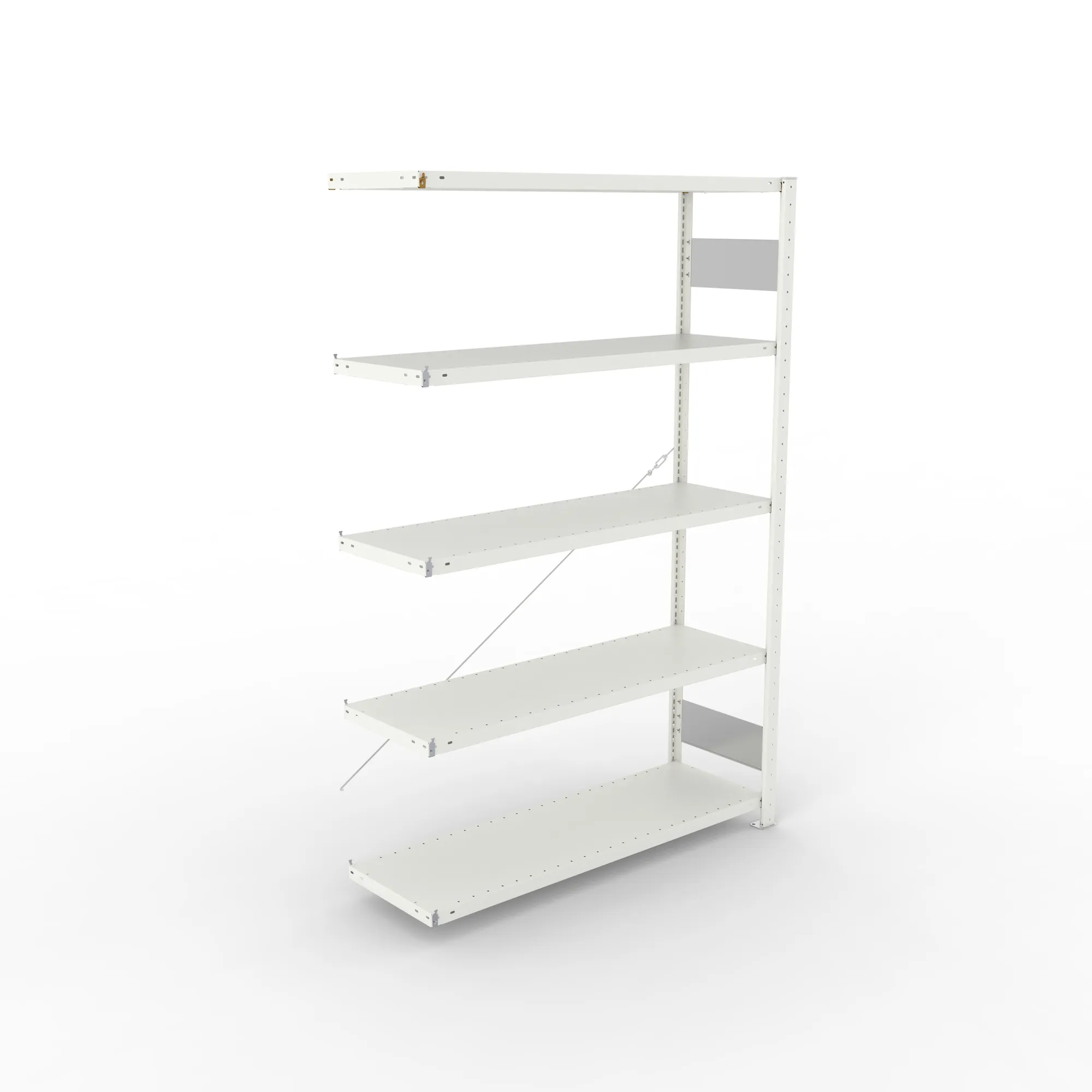 META CLIP S3, Fachbodenregal, Anbauregal, 2000 x 1300 x 400 mm, Fachlast 150 kg, 5 Ebenen, RAL 7035 – Ansicht von oben