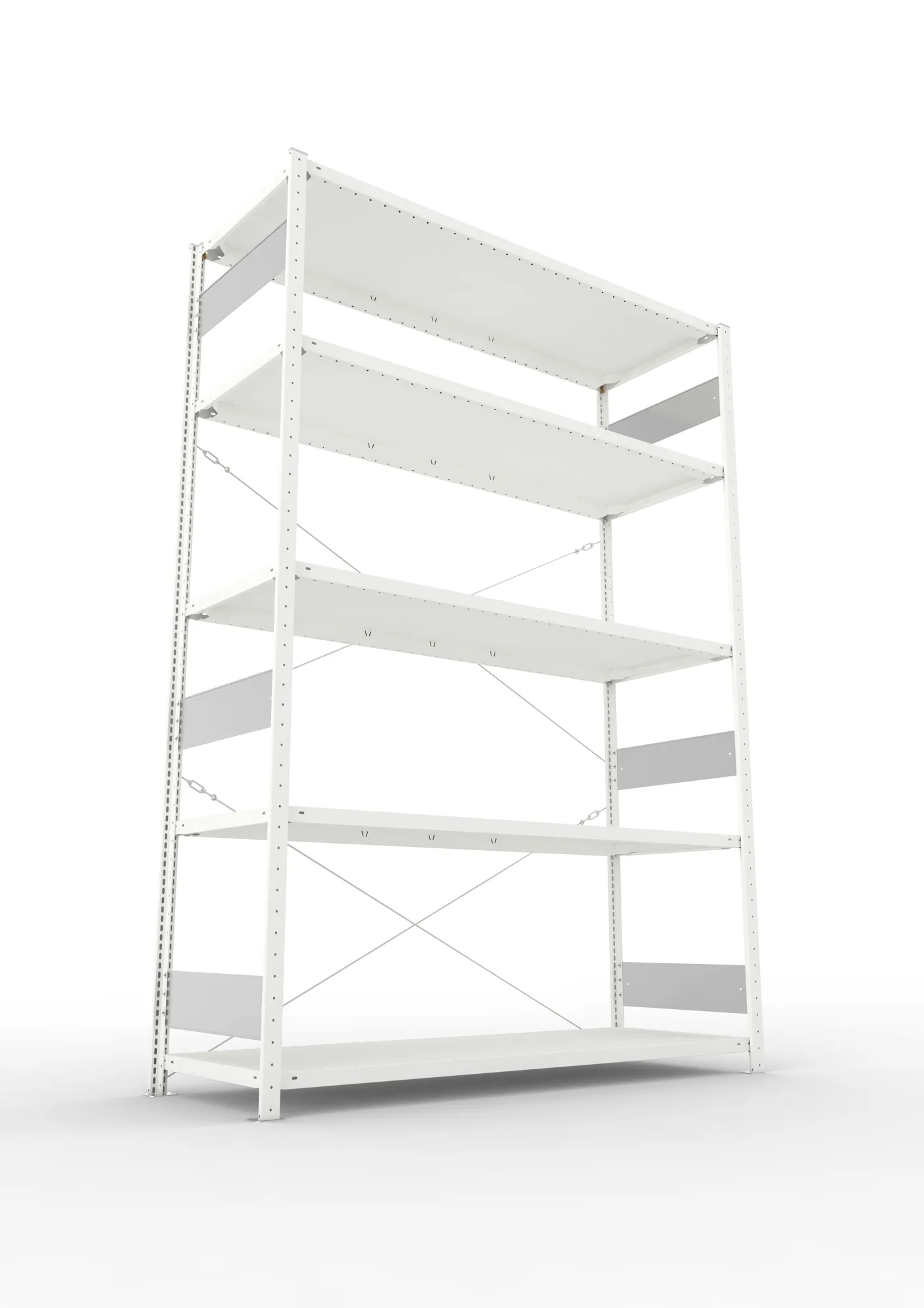 META CLIP S3, Fachbodenregal, Grundregal, 2500 x 1700 x 600 mm, Fachlast 200 kg, 5 Ebenen, RAL 7035 – Ansicht von unten