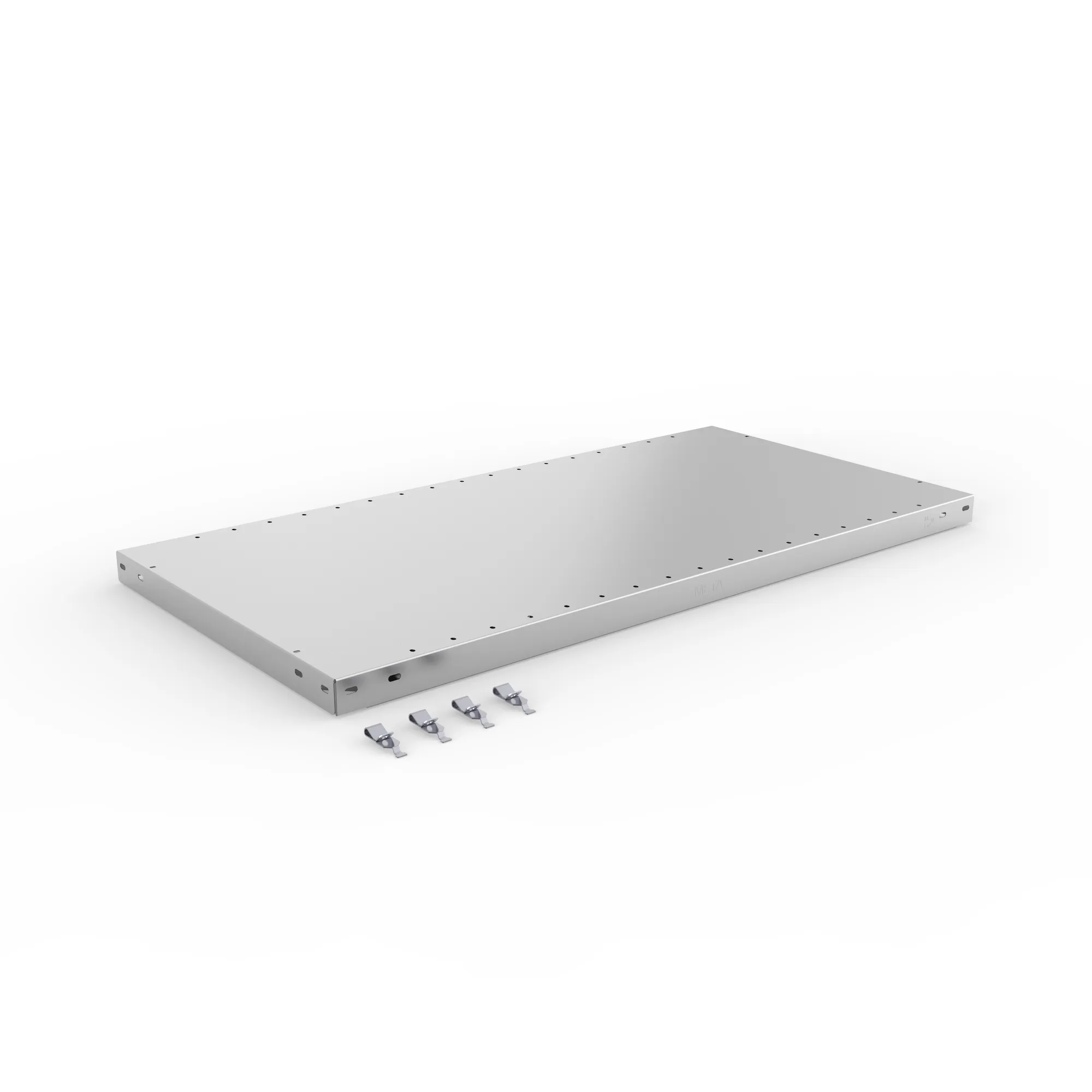 META CLIP, Zusatz-Fachboden, 1000 x 500 mm, 150 kg, verzinkt – Ansicht in Blickhöhe