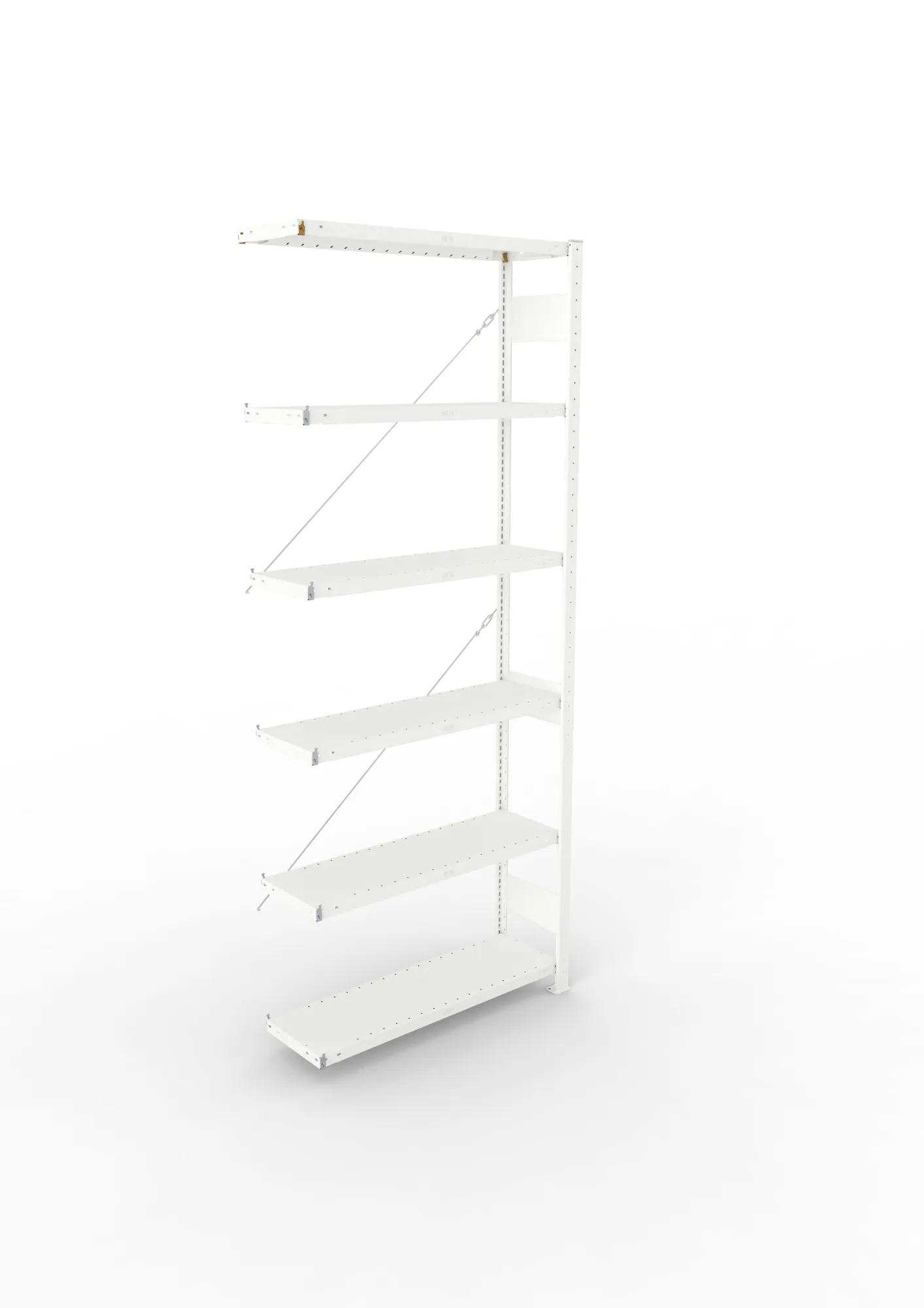 META CLIP, Fachbodenregal, Anbauregal, 2500 x 1000 x 300 mm, Fachlast 230 kg, 6 Ebenen, RAL 7035 – Ansicht von oben