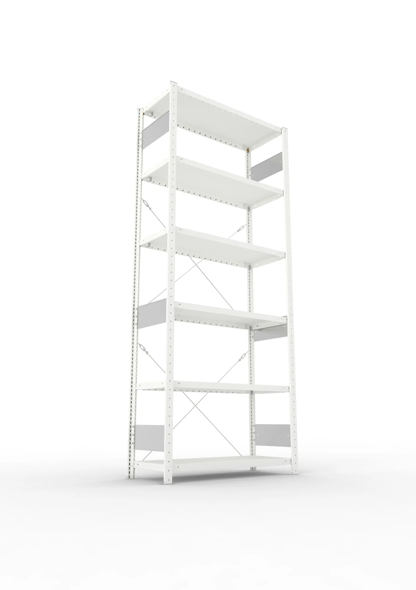 META CLIP S3, Fachbodenregal, Grundregal, 2500 x 1000 x 400 mm, Fachlast 230 kg, 6 Ebenen, RAL 7035 – Ansicht von unten