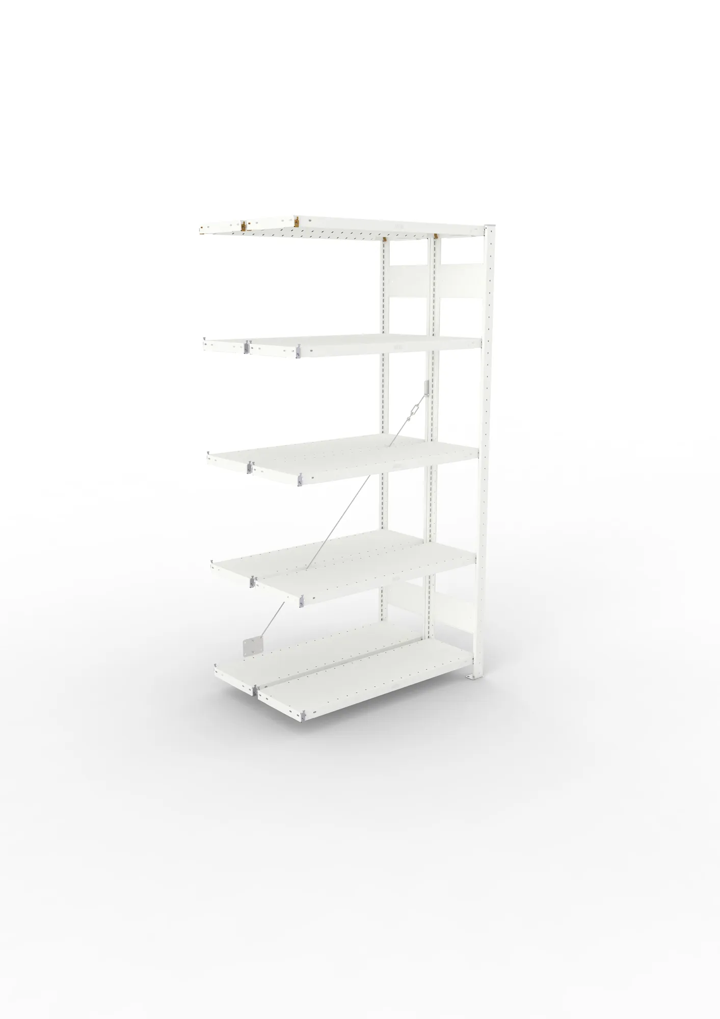 META CLIP, Fachbodenregal, Doppel-Anbauregal, 2000 x 1000 x 300 mm, Fachlast 230 kg, 5 Ebenen, RAL 7035 – Ansicht von oben