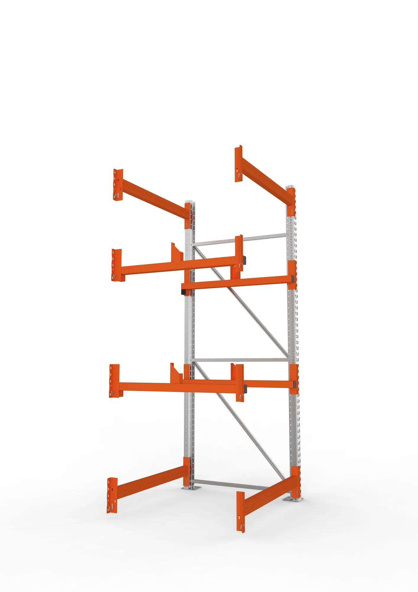 META MULTIPAL, Kabeltrommelregal, Anbauregal, 2700 x 1100 x 1100 mm, Feldlast 4000 kg, 2 Ebenen, Typ 1, verzinkt – Seitenansicht