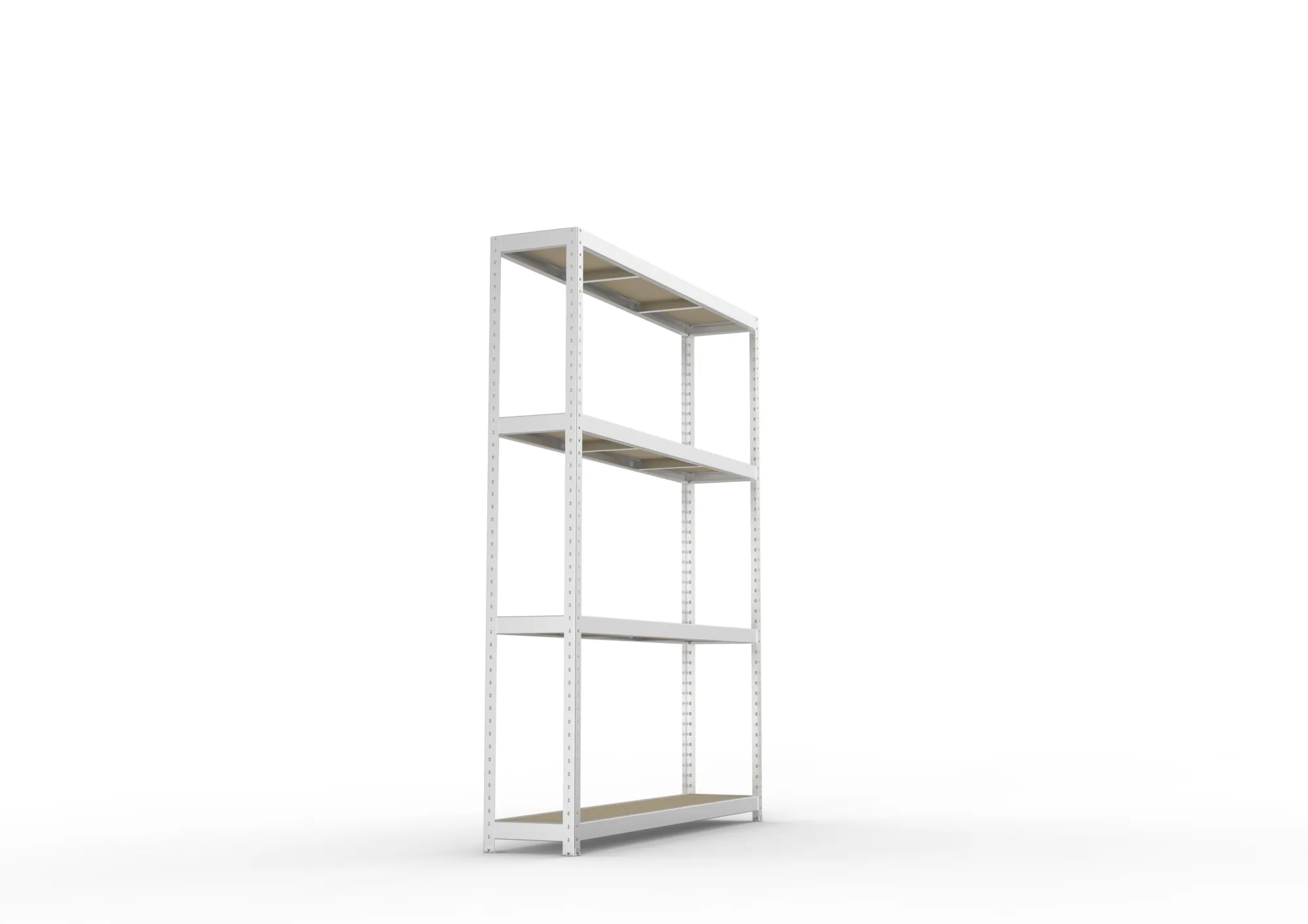META SPEED-RACK, Weitspannregal, 2470 x 2000 x 400 mm, Fachlast 500 kg, Spanplattenböden, 4 Ebenen – Seitenansicht