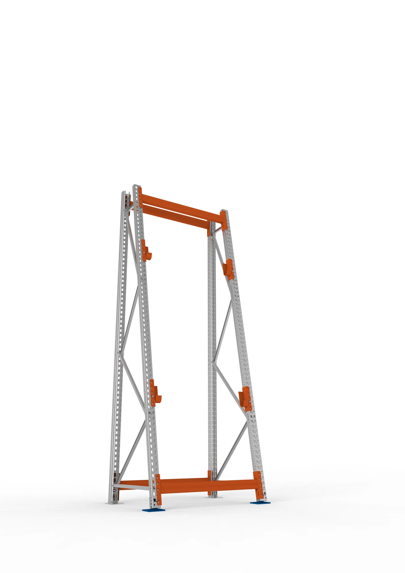 META MULTIPAL, Kabeltrommelregal, Grundregal, 3300 x 1100 x 900 mm, Feldlast 1500 kg, 2 Ebenen, Typ 3/A-Ständer, verzinkt – Ansicht von unten