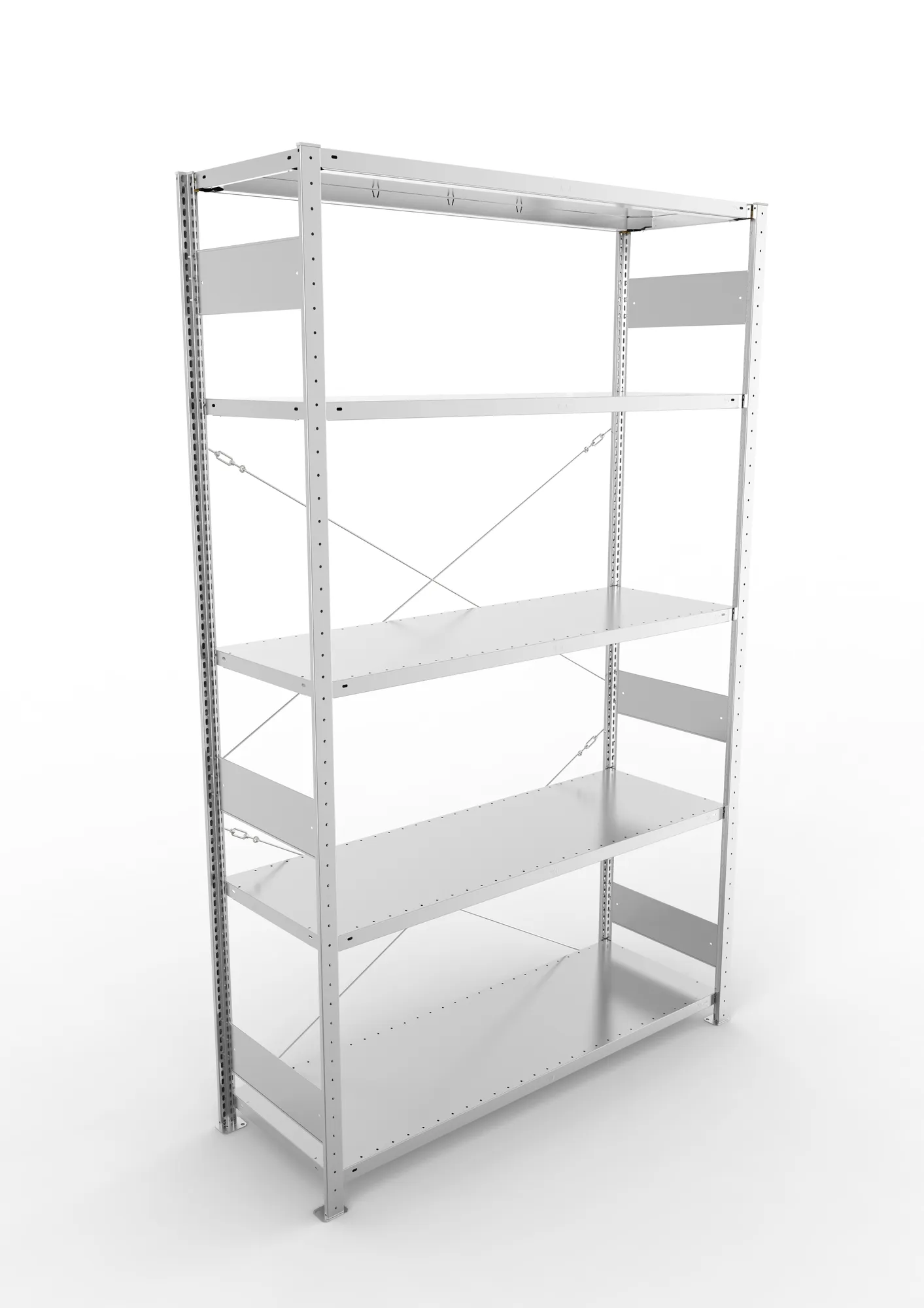 META CLIP S3, Fachbodenregal, Grundregal, 2500 x 1500 x 500 mm, Fachlast 200 kg, 4 Ebenen, verzinkt – Ansicht von oben