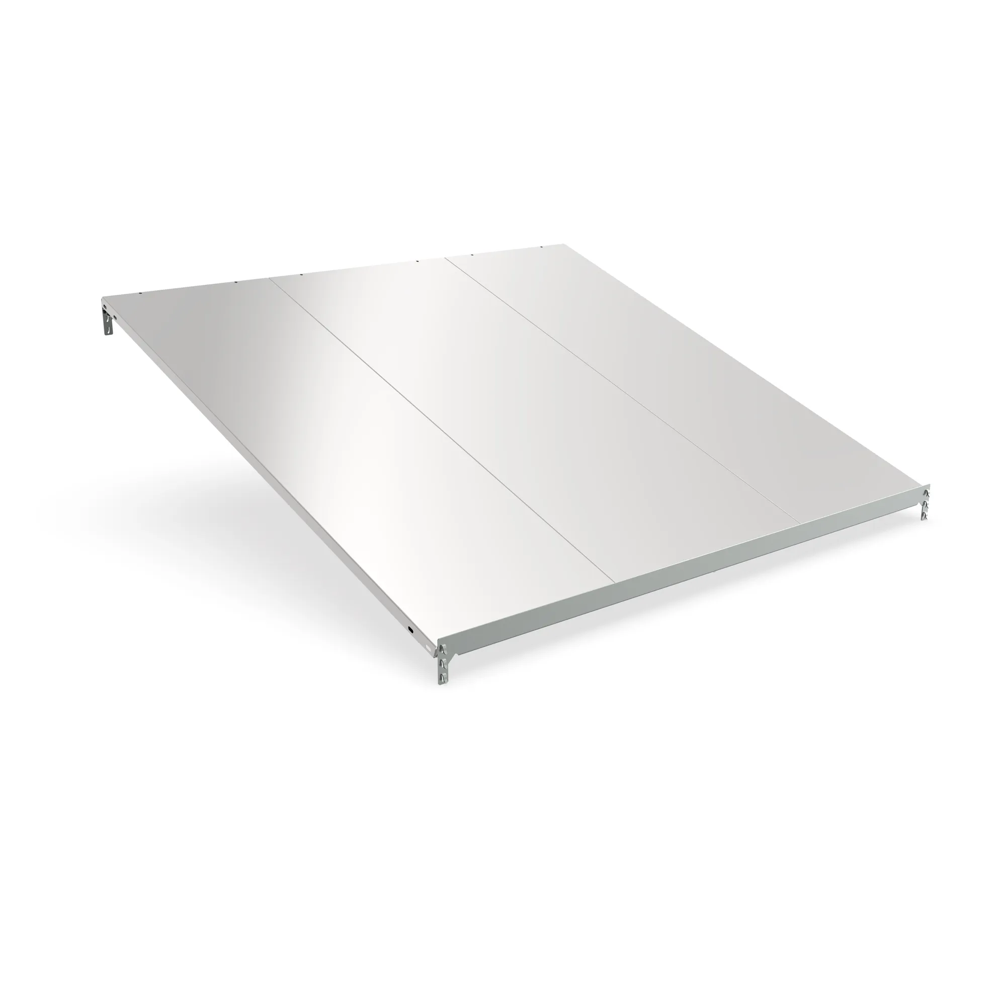 META CLIP S3, Schrägboden-Zusatzebene, 1300 x 1225 mm, 80 kg, mit Endanschlag, verzinkt – Ansicht in Blickhöhe