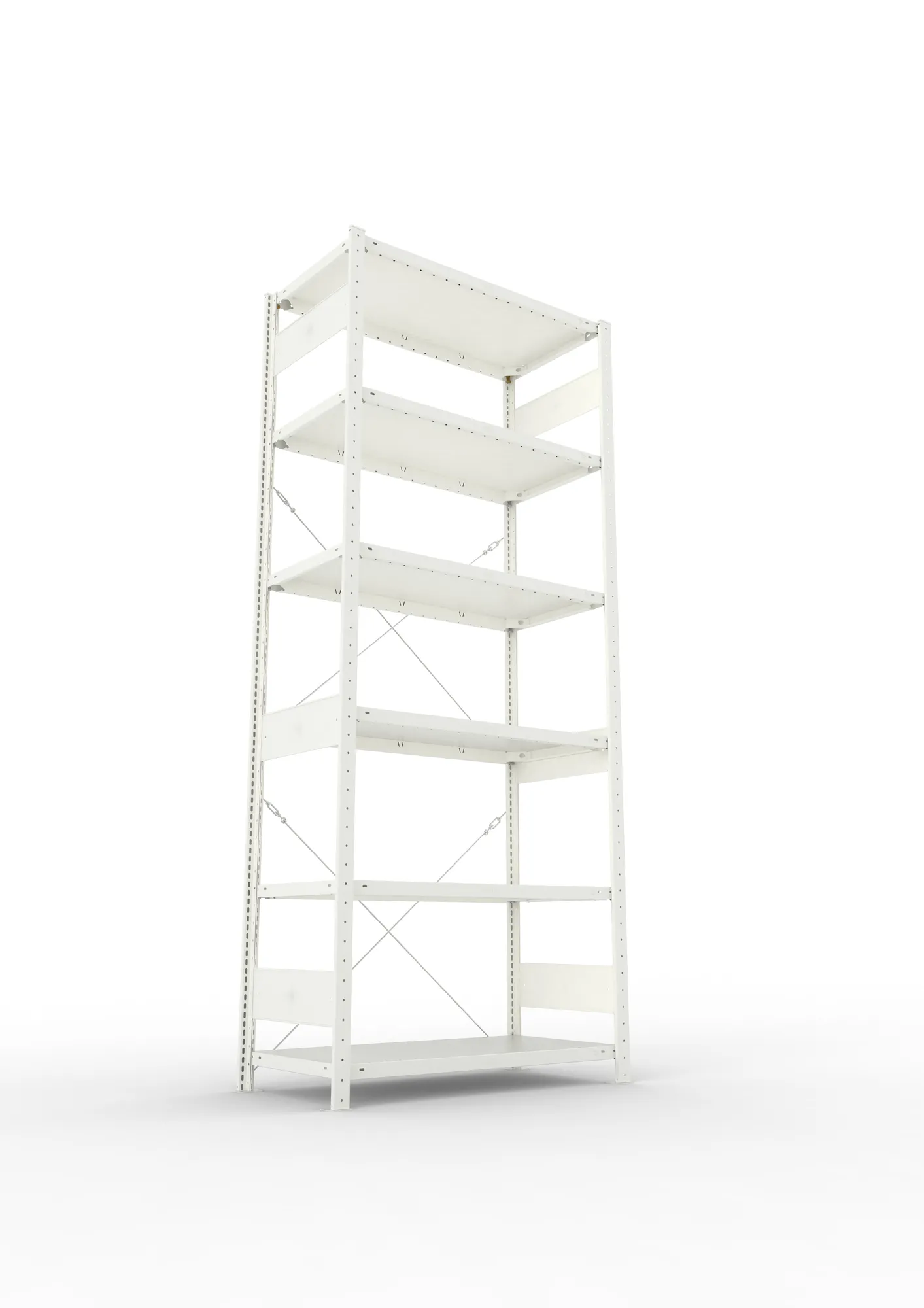 META CLIP, Fachbodenregal, Grundregal, 2500 x 1000 x 500 mm, Fachlast 150 kg, 6 Ebenen, RAL 7035 – Ansicht von unten