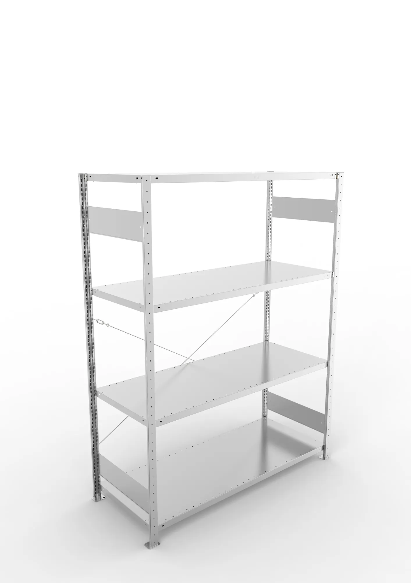 META CLIP S3, Fachbodenregal, Grundregal, 2000 x 1500 x 600 mm, Fachlast 200 kg, 4 Ebenen, verzinkt – Ansicht von oben