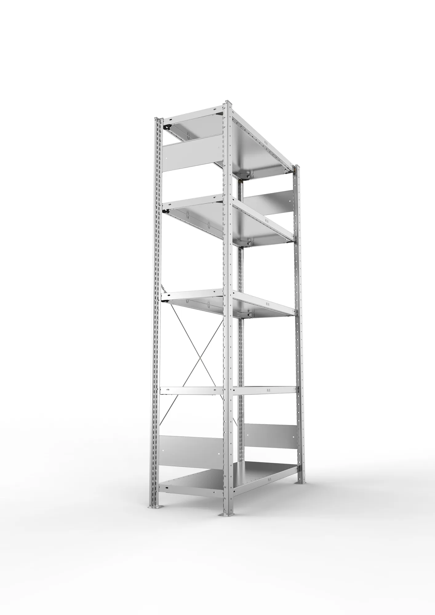 META CLIP, Fachbodenregal, Grundregal, 2000 x 1000 x 400 mm, Fachlast 150 kg, 5 Ebenen, verzinkt – Seitenansicht