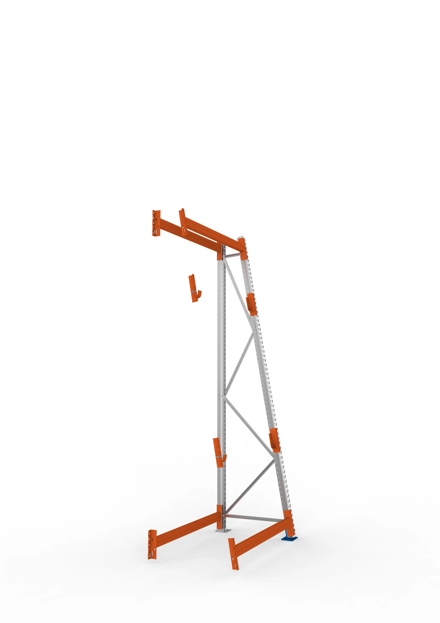 META MULTIPAL, Kabeltrommelregal, Anbauregal, 3300 x 1300 x 900 mm, Feldlast 1500 kg, 2 Ebenen, Typ 3/A-Ständer, verzinkt – Seitenansicht