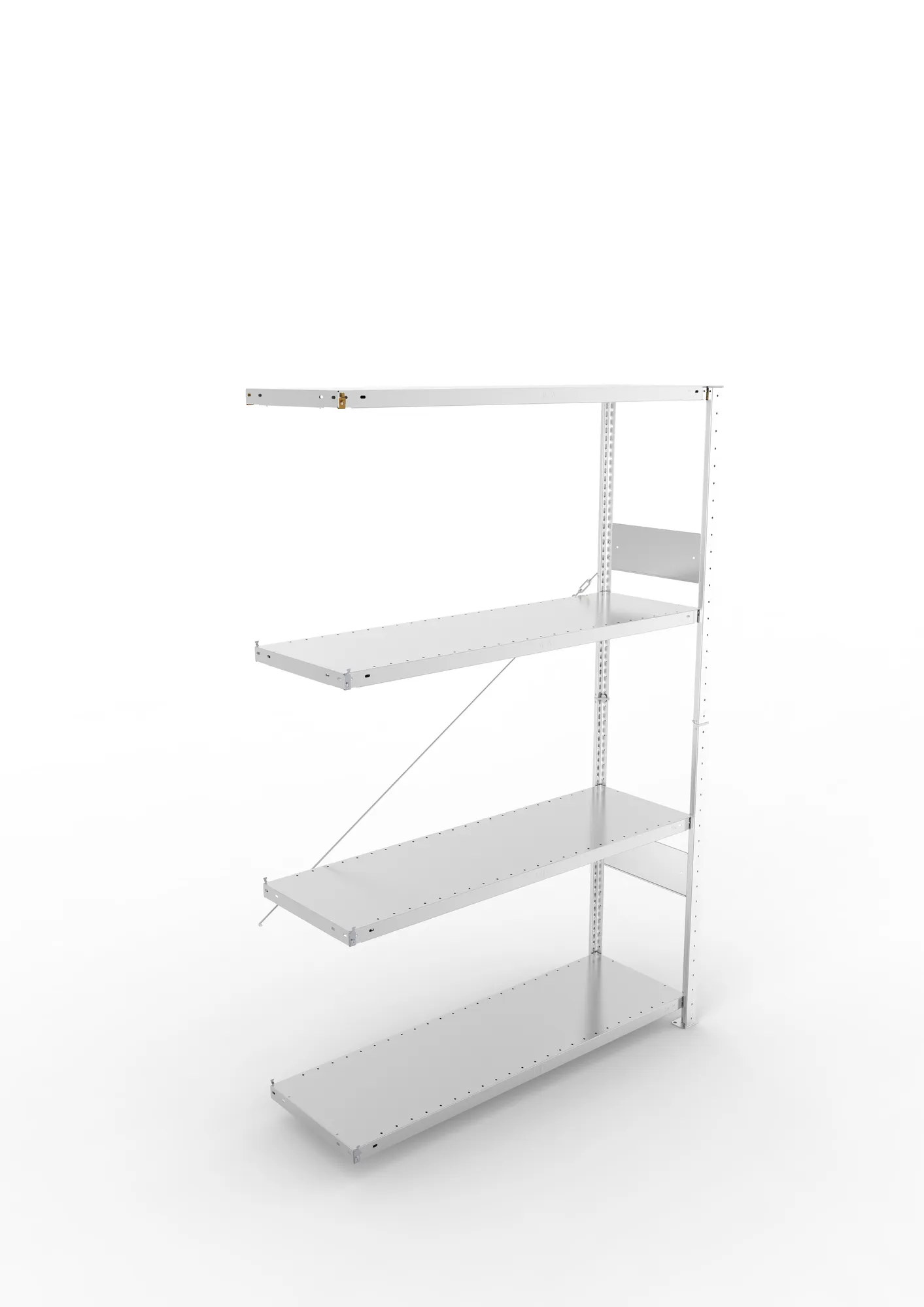 META CLIP SPLIT, Fachbodenregal, Anbauregal, 2000 x 1300 x 400 mm, Fachlast 150 kg, 4 Ebenen, verzinkt – Ansicht von oben
