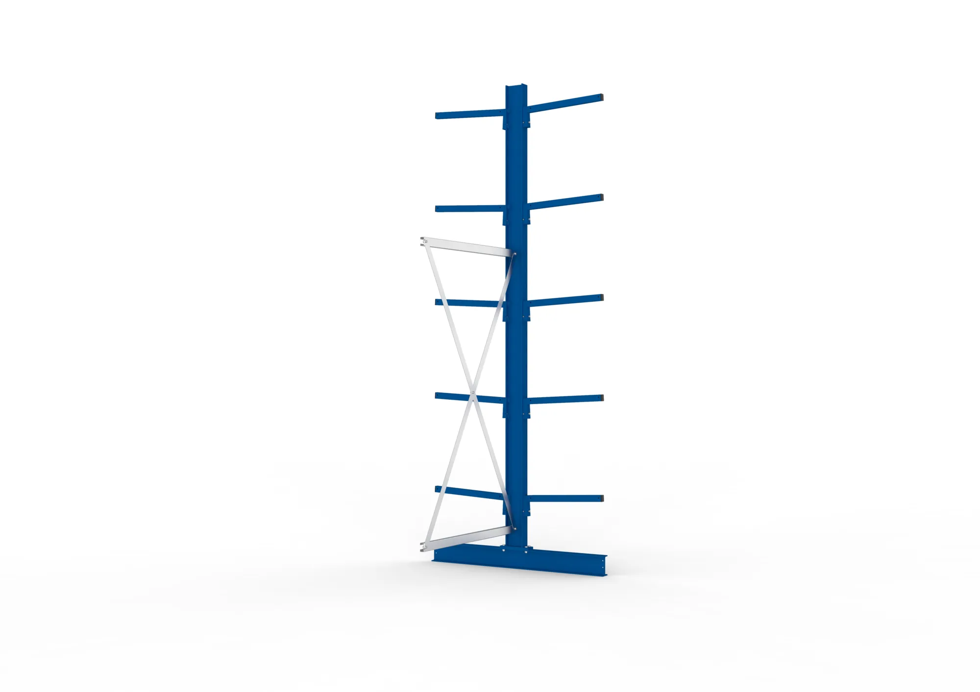 META MULTISTRONG L, Kragarmregal, Anbauregal, 3000 x 1000 x 500 mm, Armlast 175 kg, doppelseitig, 5+1 Ebenen – Seitenansicht