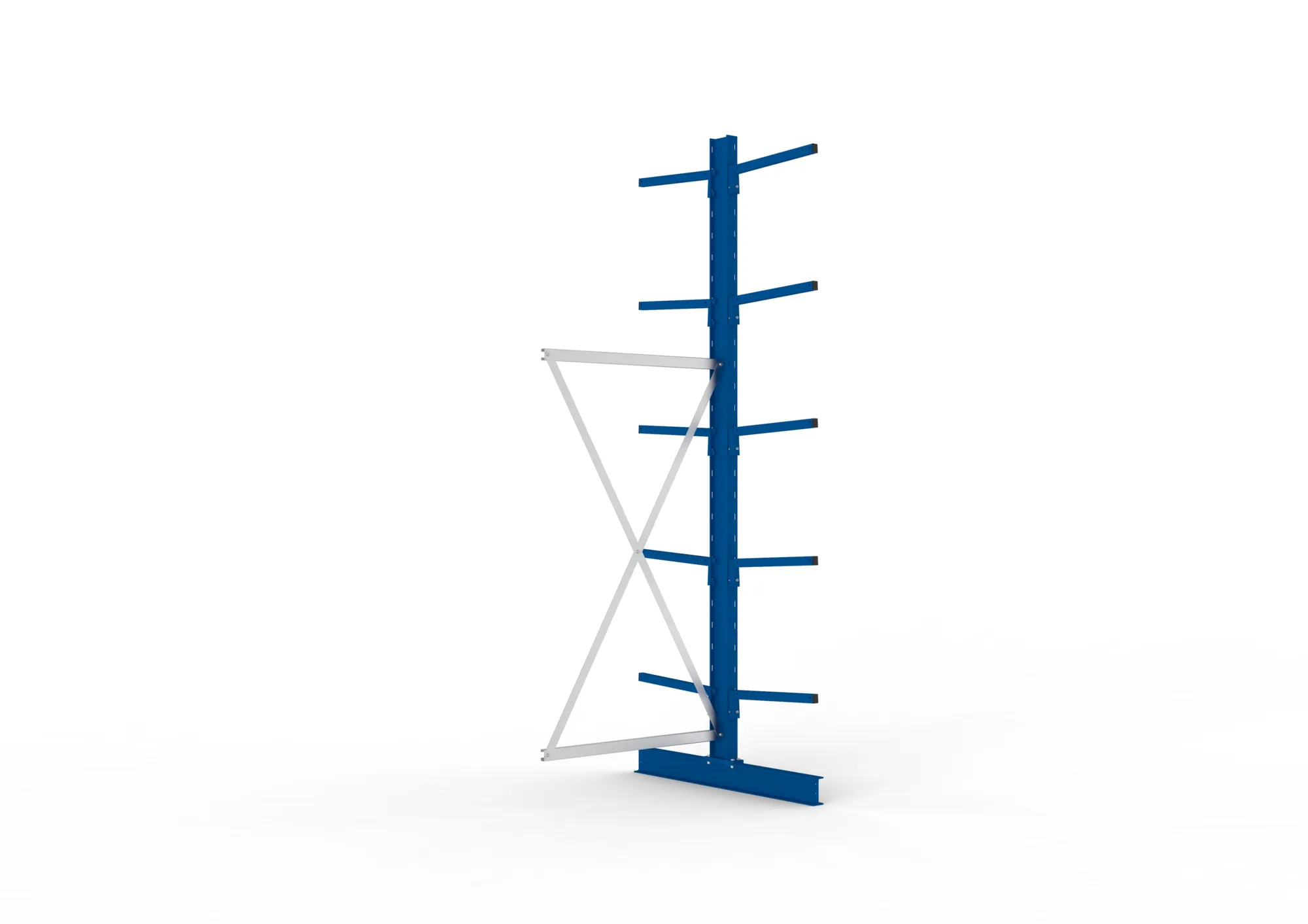 META MULTISTRONG L, Kragarmregal, Anbauregal, 3000 x 1000 x 500 mm, Armlast 175 kg, doppelseitig, 5+1 Ebenen – Ansicht in Blickhöhe