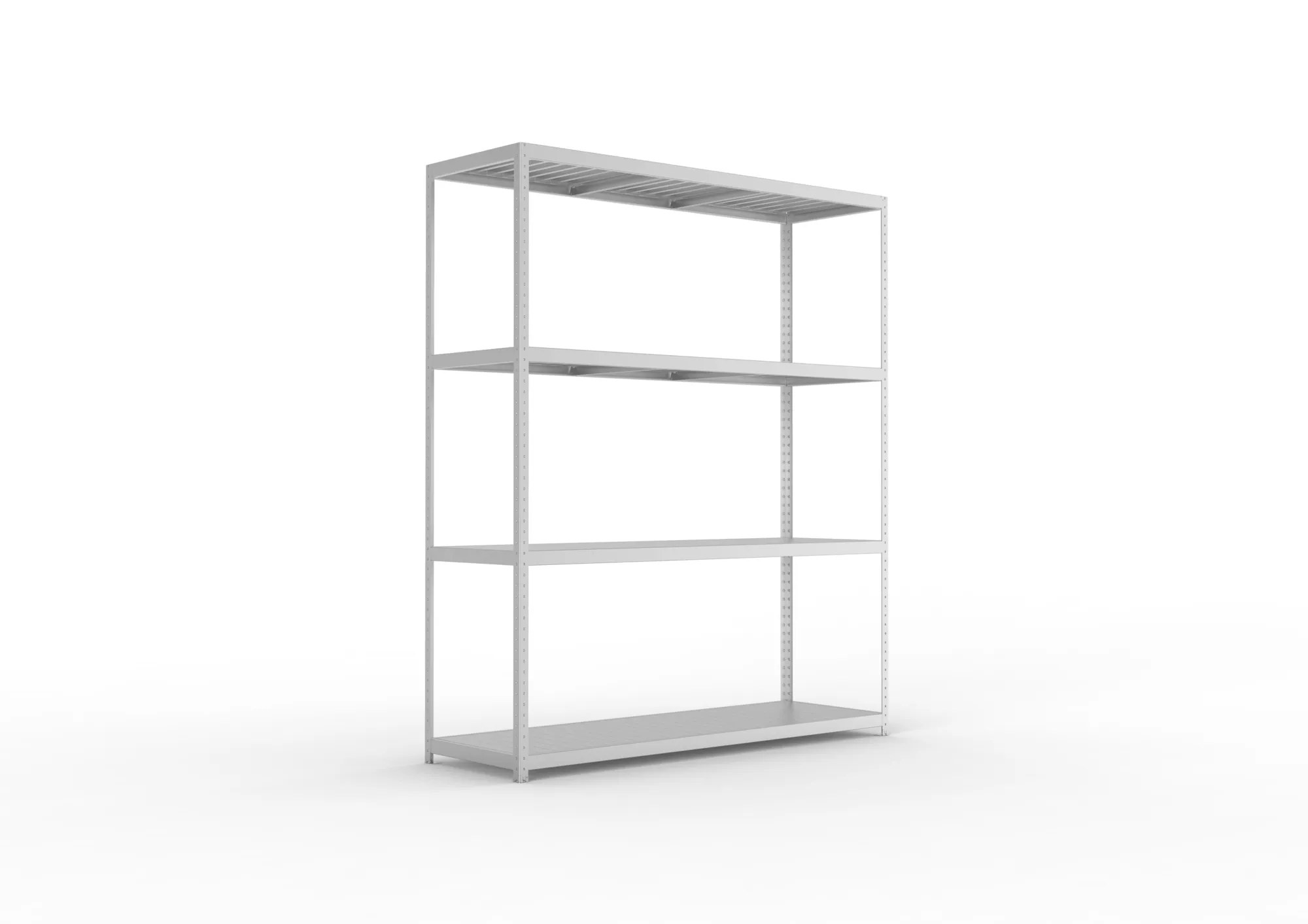 META SPEED-RACK, Weitspannregal, 2970 x 2500 x 800 mm, Fachlast 400 kg, Stahlpaneelböden, 4 Ebenen – Ansicht in Blickhöhe