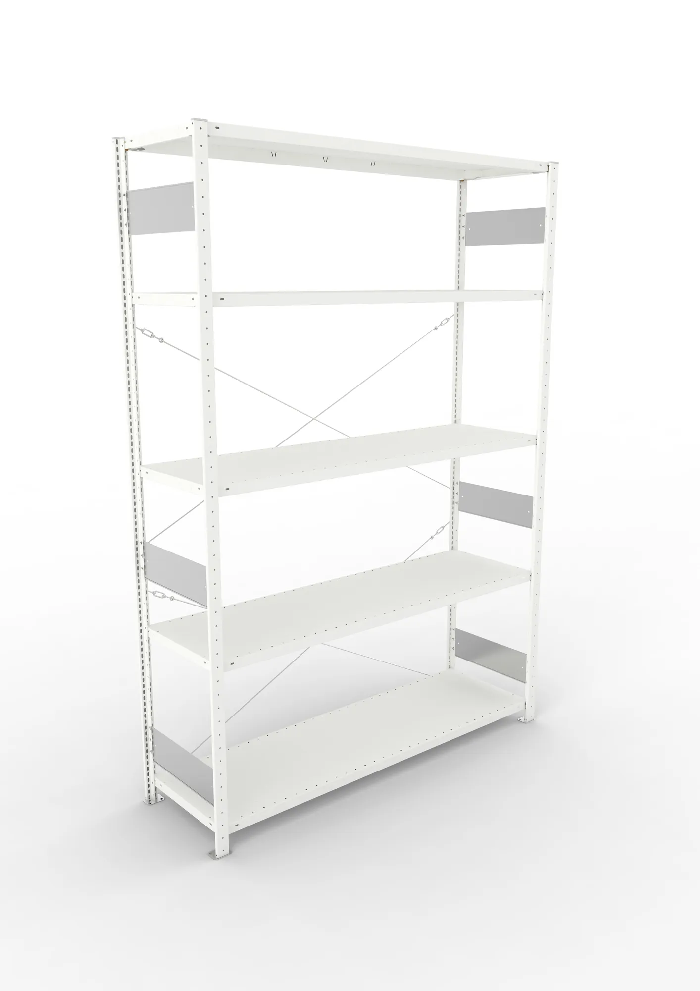 META CLIP S3, Fachbodenregal, Grundregal, 2500 x 1700 x 500 mm, Fachlast 200 kg, 5 Ebenen, RAL 7035 – Ansicht von oben