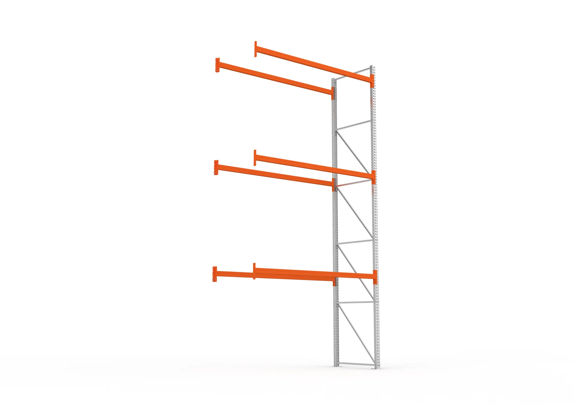 META MULTIPAL, Palettenregal, Anbauregal, 5500 x 2700 x 1100 mm, Fachlast 470 kg, 4 Ebenen, 12 Paletten, verzinkt – Ansicht von unten