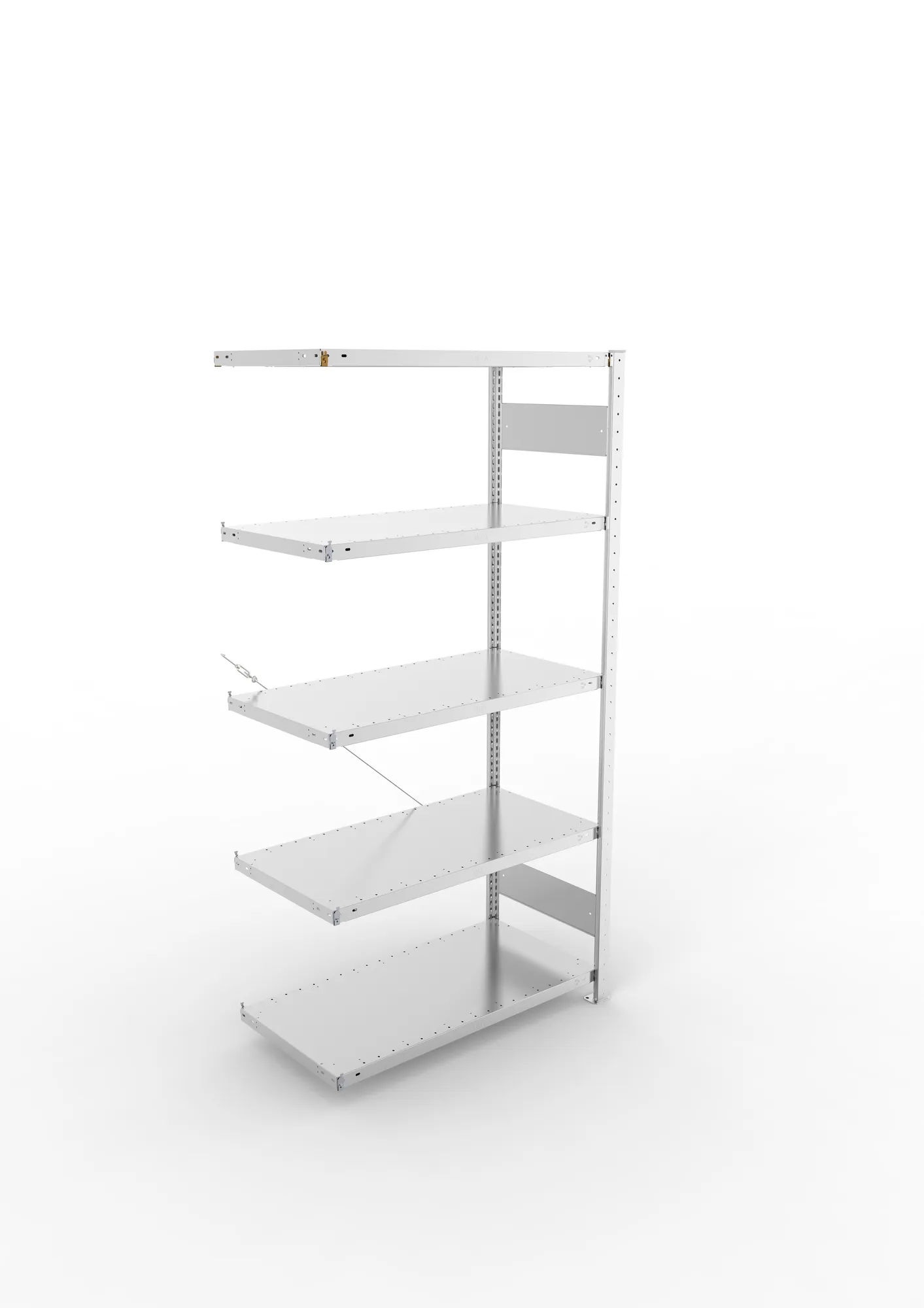 META CLIP, Fachbodenregal, Anbauregal, 2000 x 1000 x 500 mm, Fachlast 330 kg, 5 Ebenen, verzinkt – Ansicht von oben