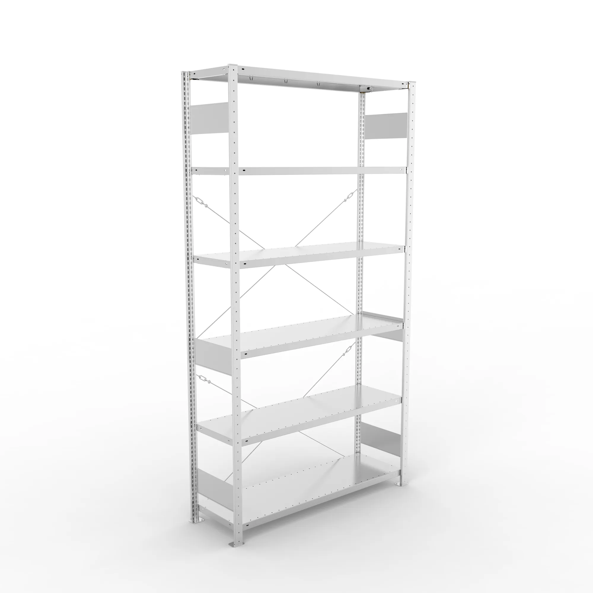 META CLIP S3, Fachbodenregal, Grundregal, 2500 x 1300 x 400 mm, Fachlast 150 kg, 6 Ebenen, verzinkt – Ansicht von oben