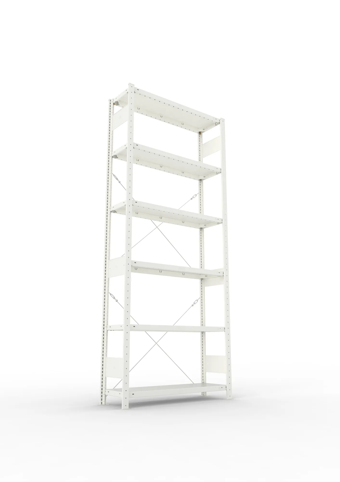 META CLIP, Fachbodenregal, Grundregal, 2500 x 1000 x 300 mm, Fachlast 150 kg, 6 Ebenen, RAL 7035 – Ansicht von unten