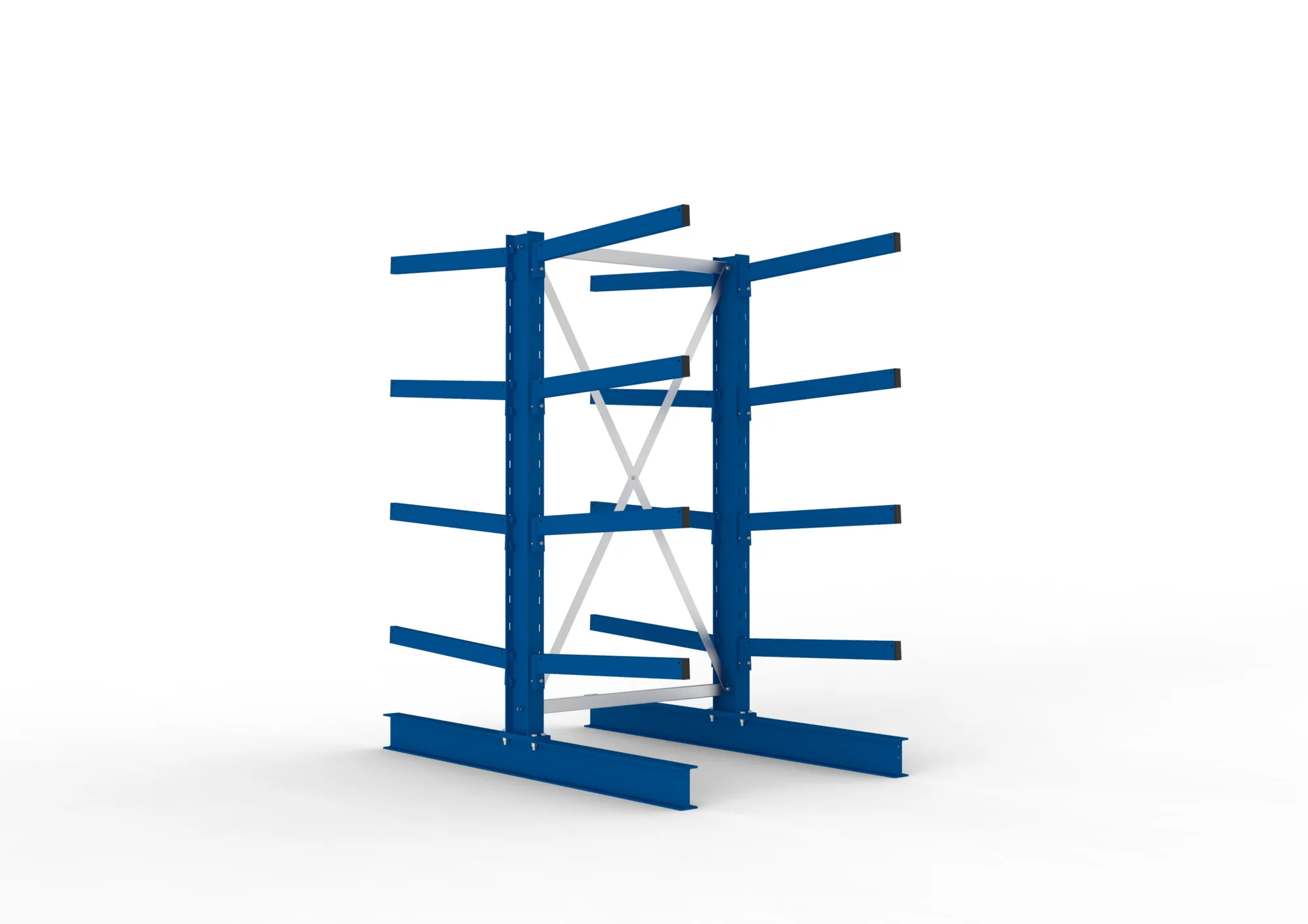 META MULTISTRONG M, Kragarmregal, Grundregal, 2000 x 1000 x 800 mm, Armlast 250 kg, doppelseitig, 4+1 Ebenen – Ansicht in Blickhöhe