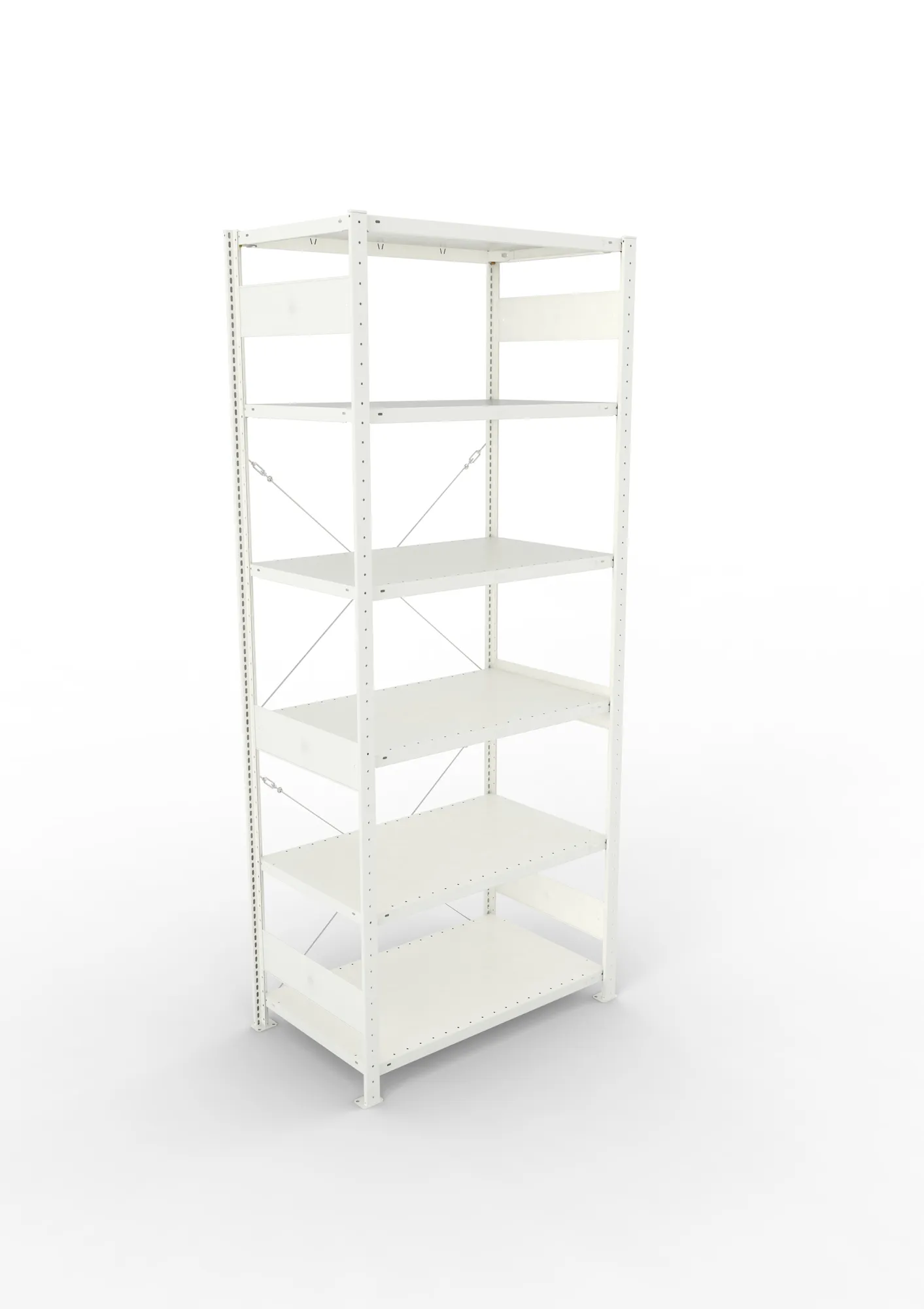 META CLIP, Fachbodenregal, Grundregal, 2500 x 1000 x 600 mm, Fachlast 150 kg, 6 Ebenen, RAL 7035 – Ansicht von oben