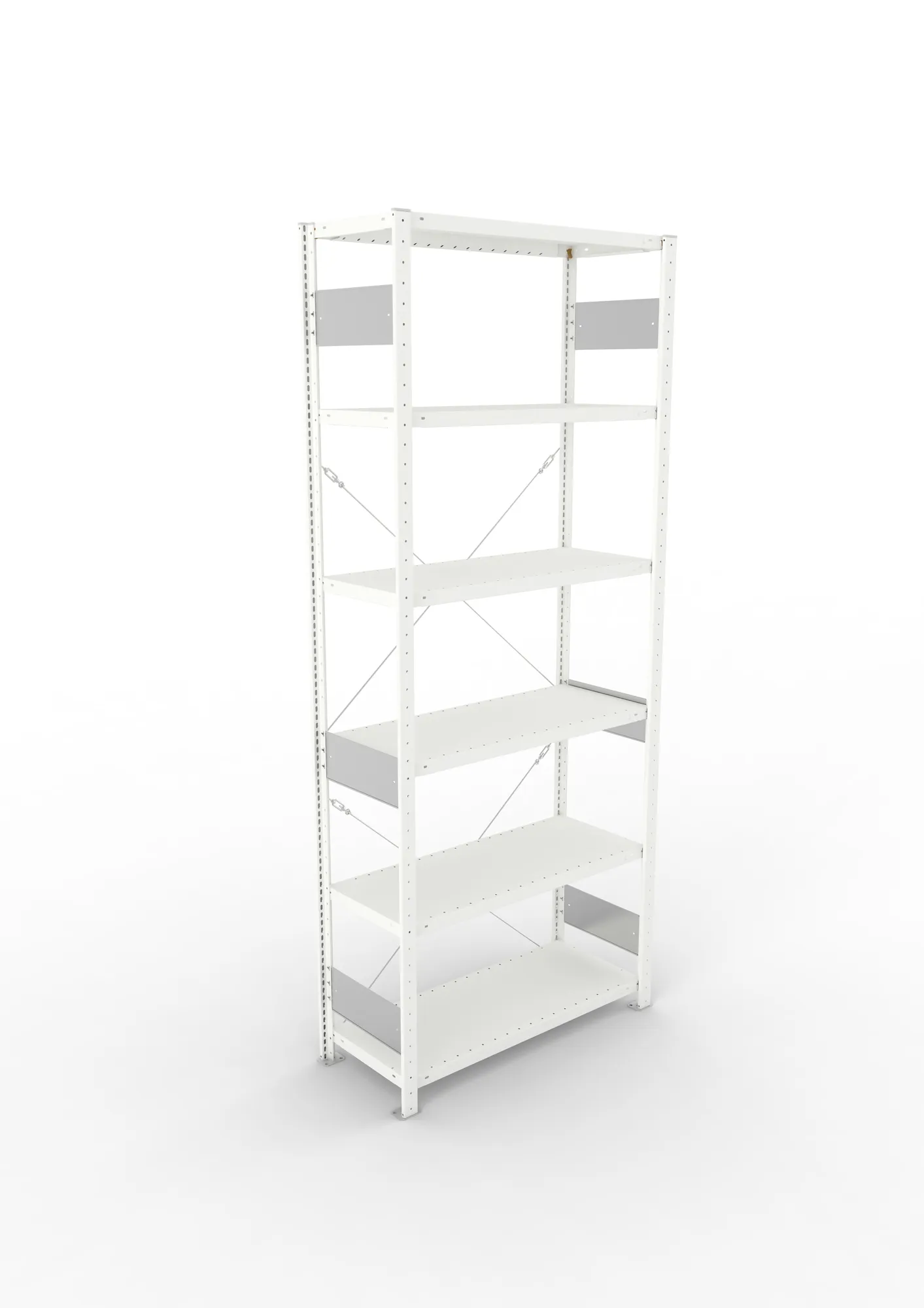 META CLIP S3, Fachbodenregal, Grundregal, 2500 x 1000 x 400 mm, Fachlast 230 kg, 6 Ebenen, RAL 7035 – Ansicht von oben
