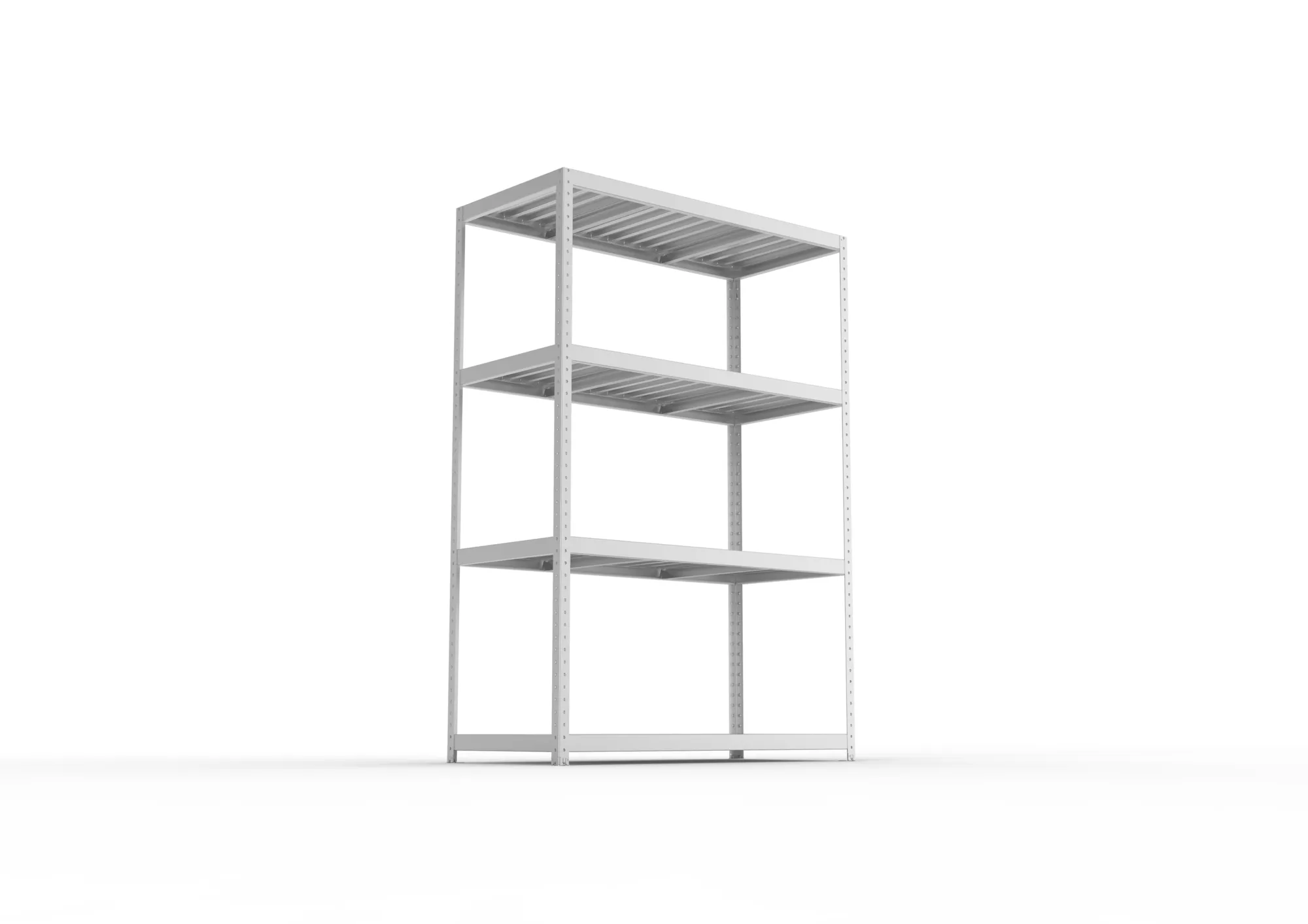 META SPEED-RACK, Weitspannregal, 2470 x 1700 x 800 mm, Fachlast 500 kg, Stahlpaneelböden, 4 Ebenen – Ansicht von unten