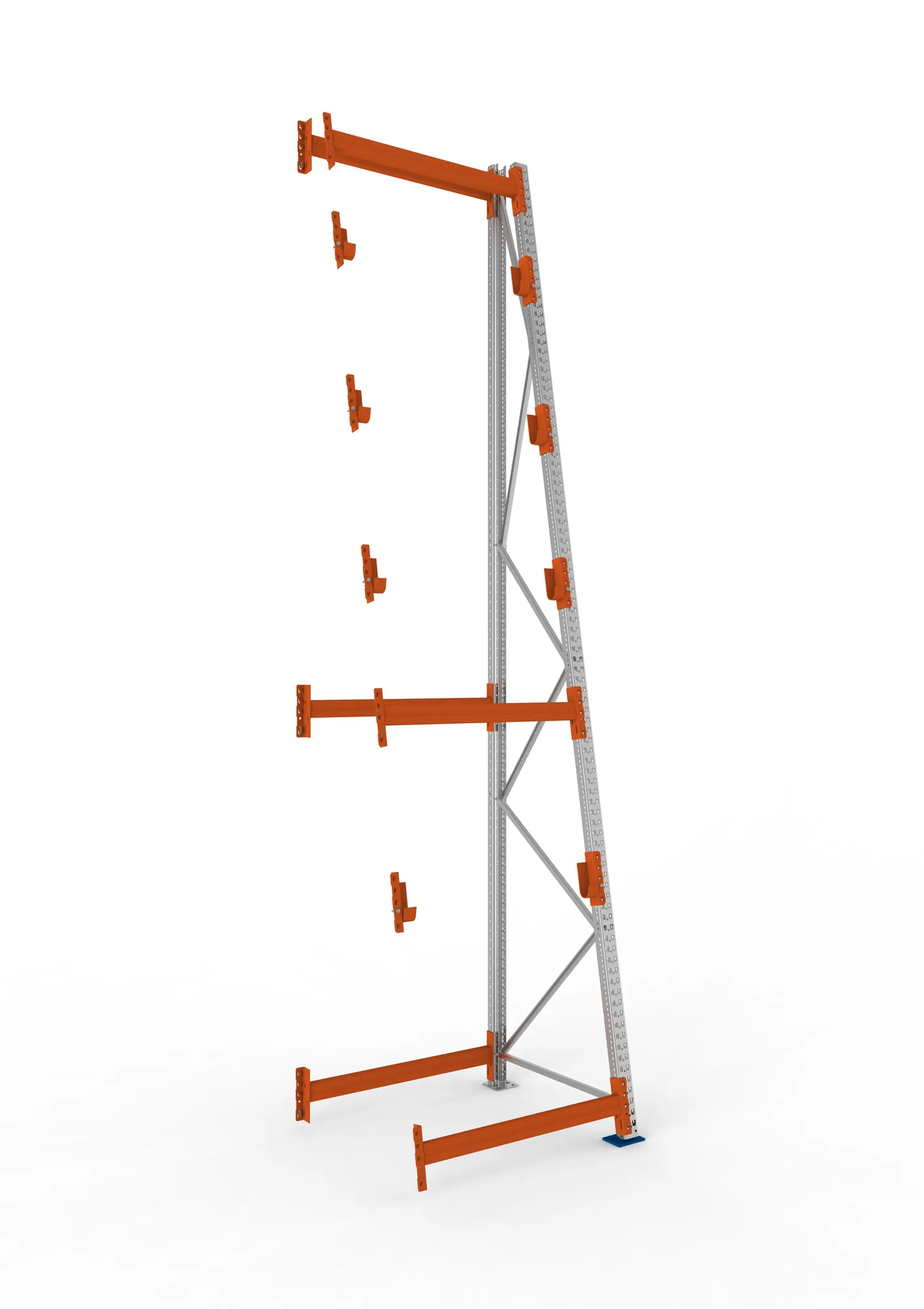 META MULTIPAL, Kabeltrommelregal, Anbauregal, 4900 x 1100 x 1100 mm, Feldlast 3000 kg, 4 Ebenen, Typ 3/A-Ständer, verzinkt – Ansicht in Blickhöhe