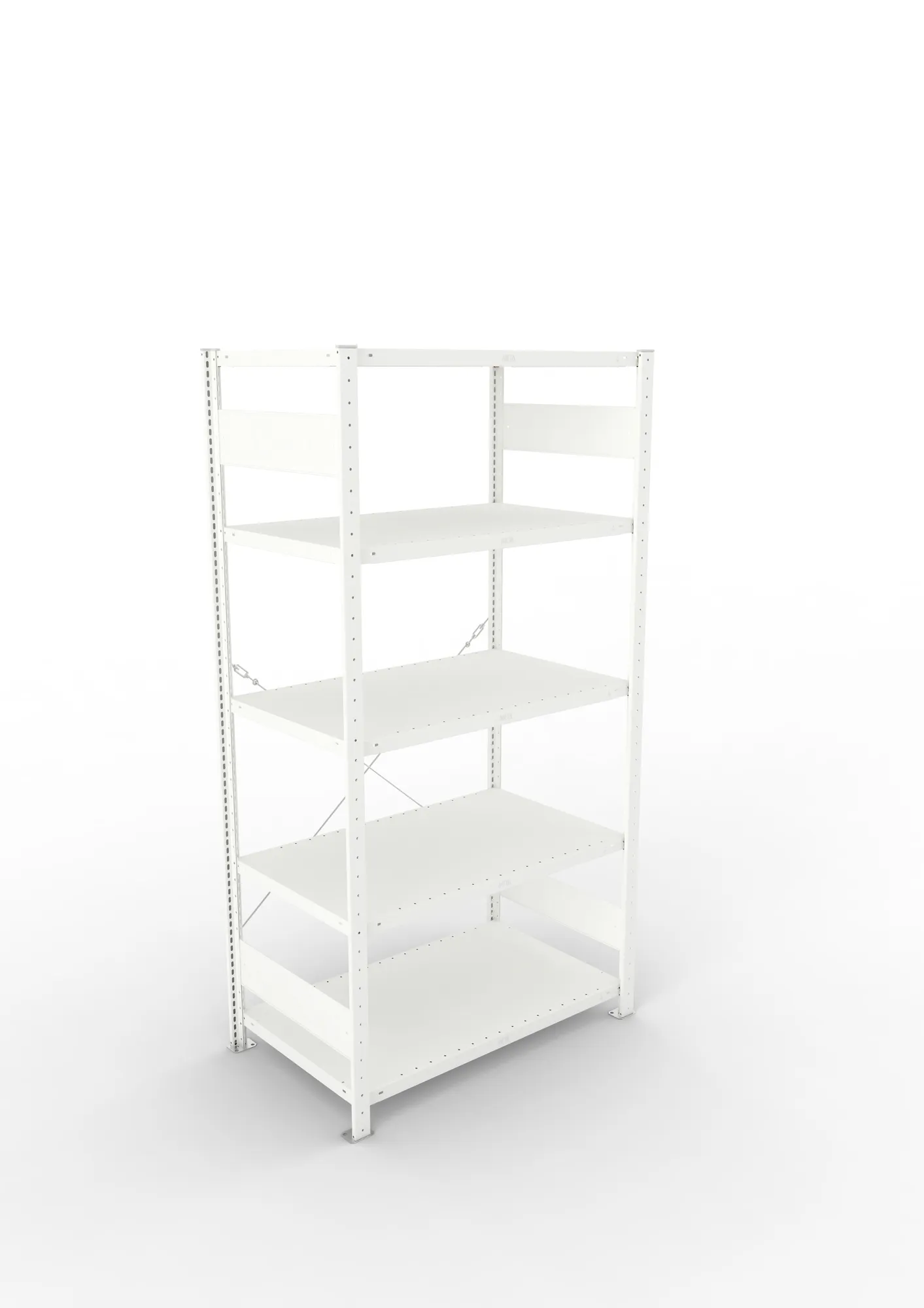 META CLIP, Fachbodenregal, Grundregal, 2000 x 1000 x 600 mm, Fachlast 230 kg, 5 Ebenen, RAL 7035 – Ansicht von oben