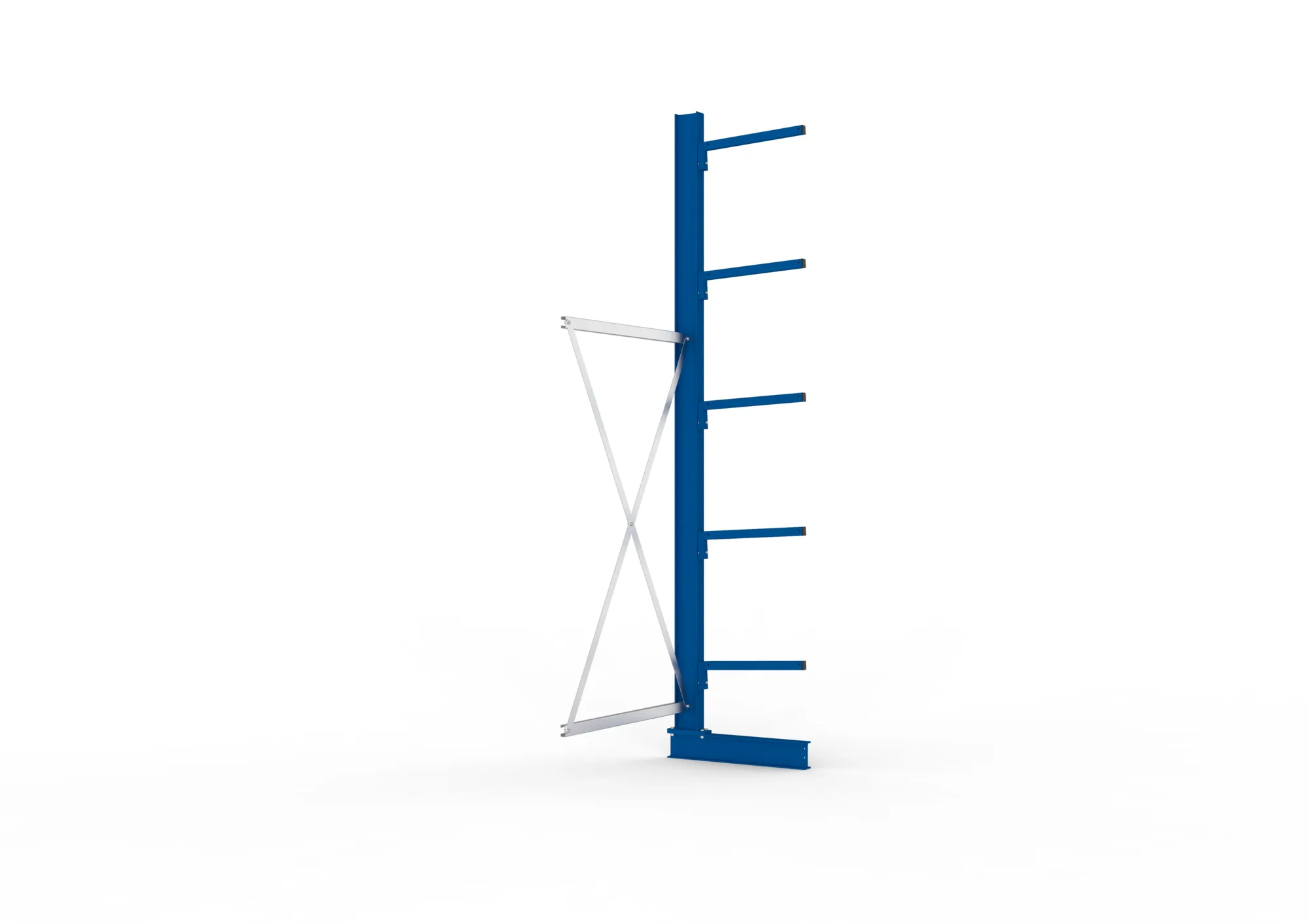 META MULTISTRONG L, Kragarmregal, Anbauregal, 3000 x 1000 x 500 mm, Armlast 175 kg, einseitig, 5+1 Ebenen – Seitenansicht