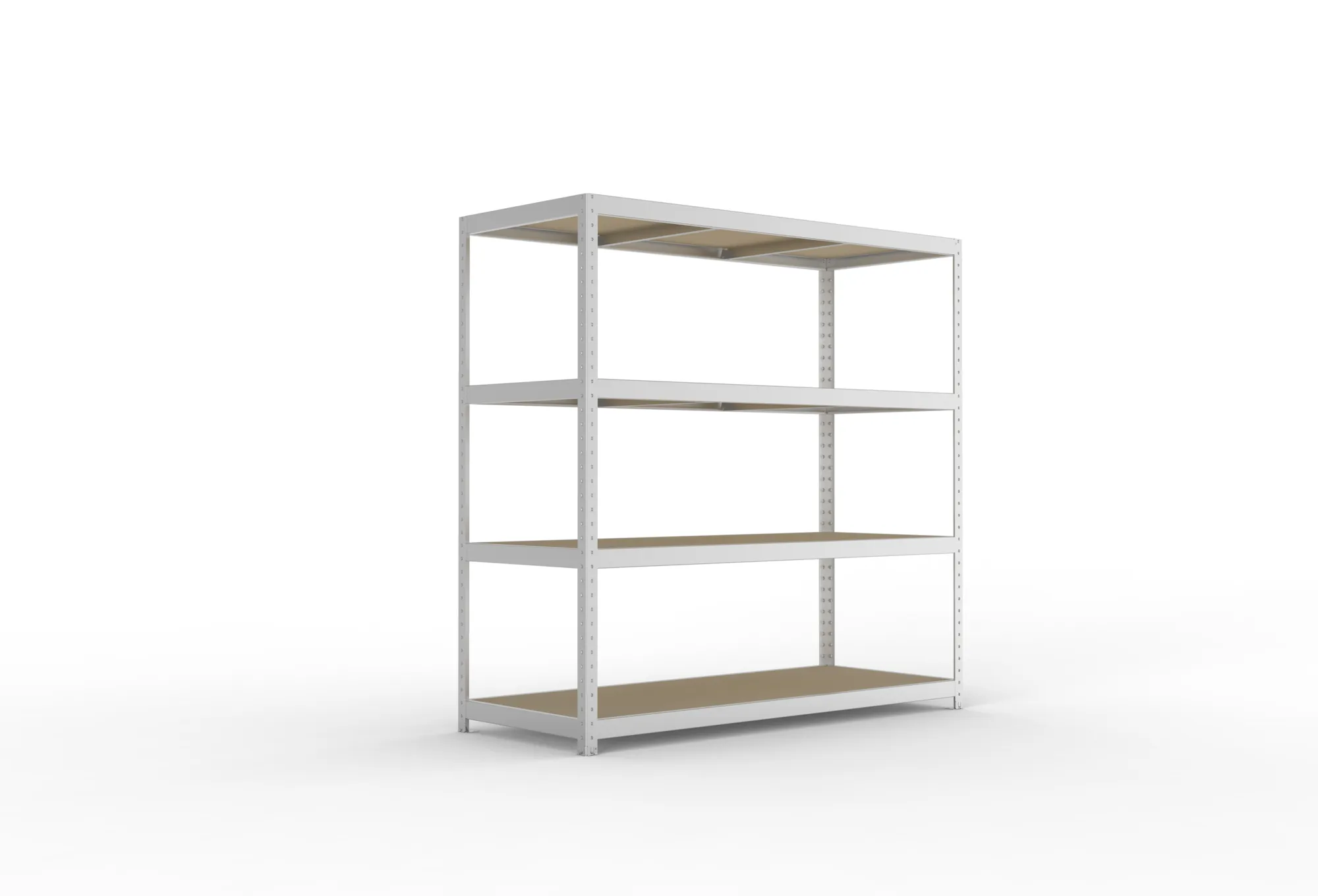 META SPEED-RACK, Weitspannregal, 1970 x 2000 x 800 mm, Fachlast 500 kg, Spanplattenböden, 4 Ebenen – Ansicht in Blickhöhe