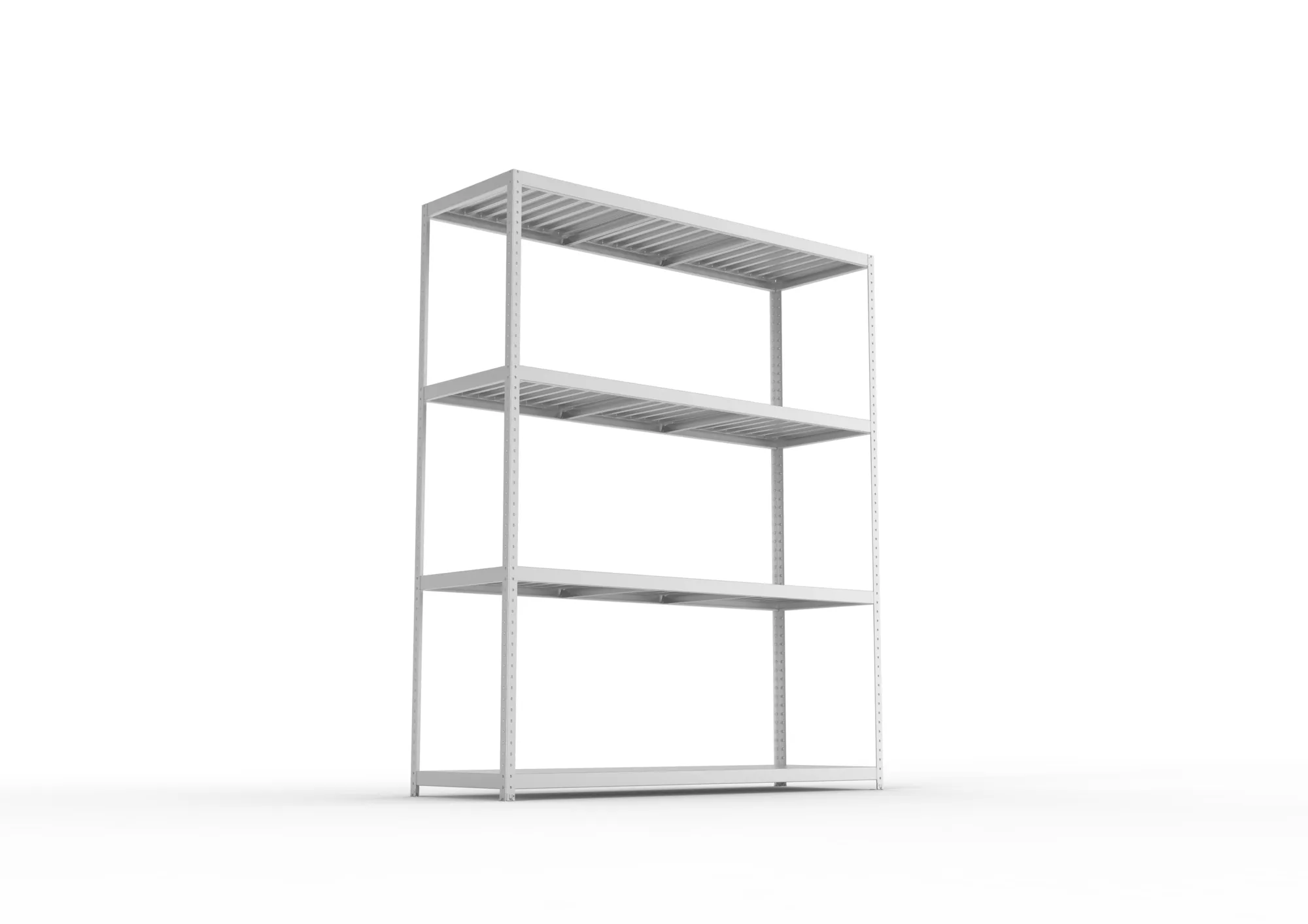 META SPEED-RACK, Weitspannregal, 2970 x 2500 x 800 mm, Fachlast 400 kg, Stahlpaneelböden, 4 Ebenen – Ansicht von unten