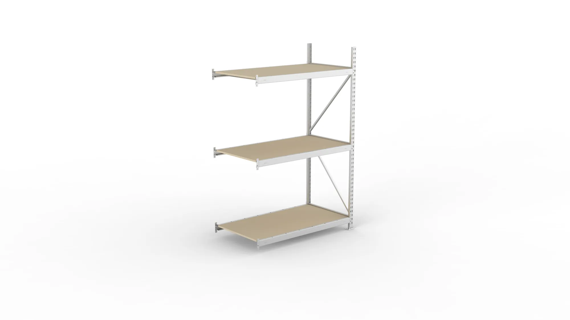 META MINI-RACK, Weitspannregal, Anbauregal, 2200 x 1400 x 800 mm, Fachlast 600 kg, Spanplattenböden, 3 Ebenen – Ansicht von oben