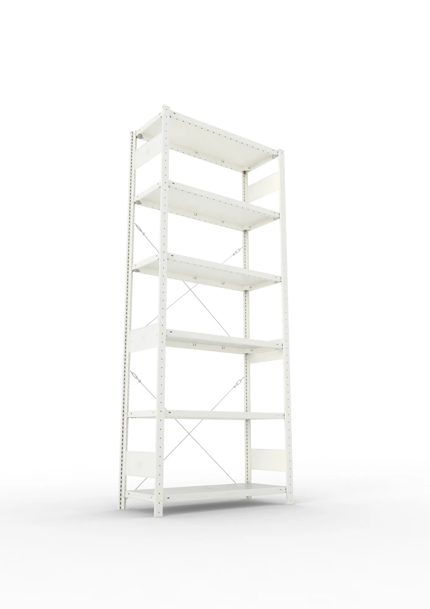META CLIP, Fachbodenregal, Grundregal, 2500 x 1000 x 400 mm, Fachlast 150 kg, 6 Ebenen, RAL 7035 – Ansicht von unten