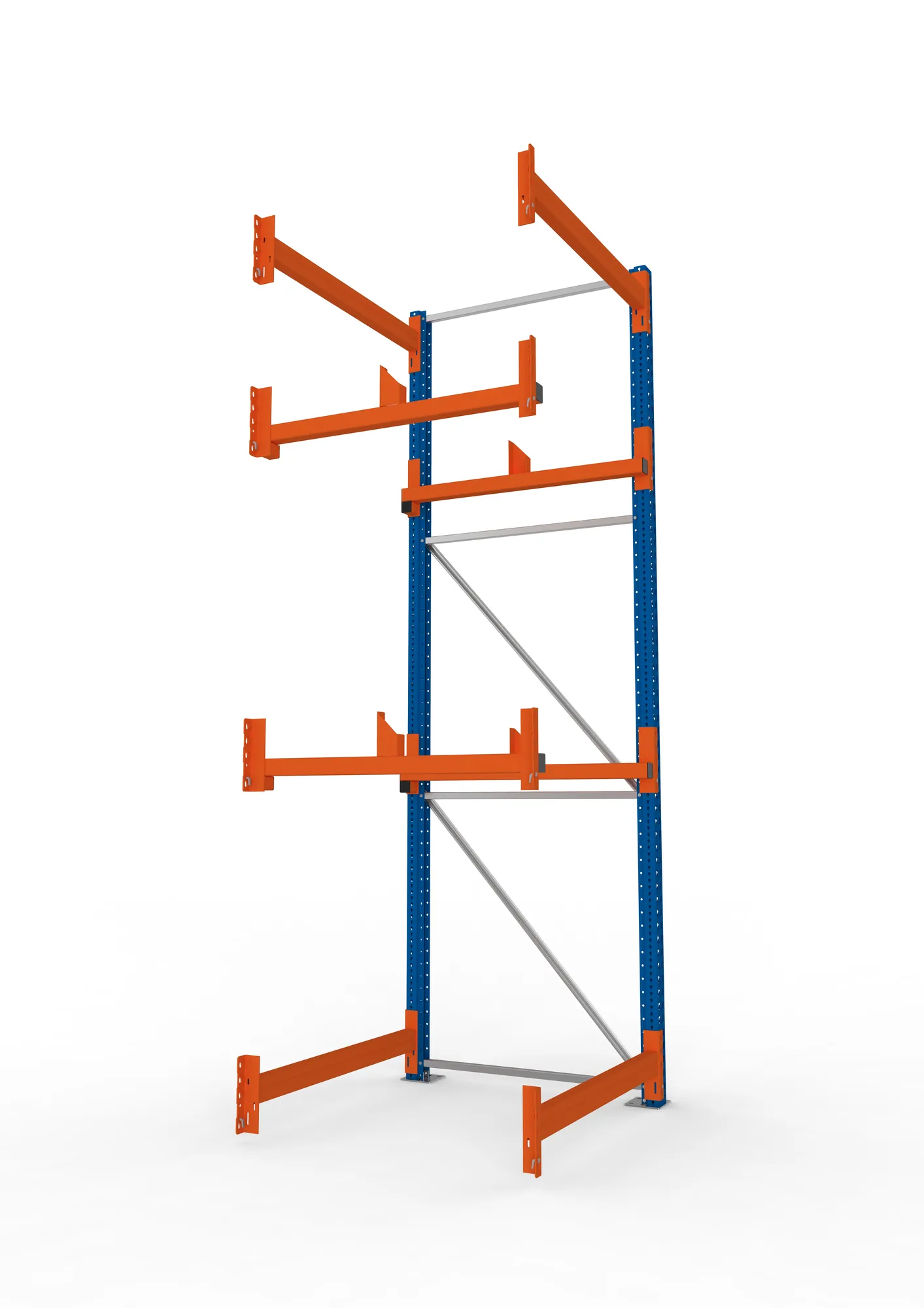 META MULTIPAL, Kabeltrommelregal, Anbauregal, 3300 x 1100 x 1100 mm, Feldlast 4000 kg, 2 Ebenen, Typ 1, RAL 5010 – Seitenansicht